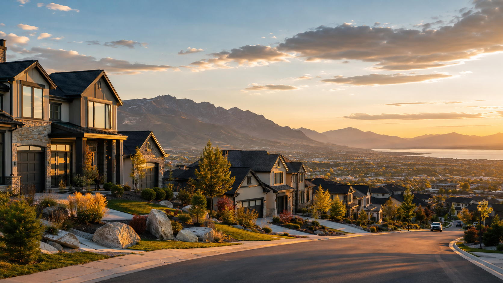 Traverse Mountain Lehi Utah hillside neighborhood with mountain views.
