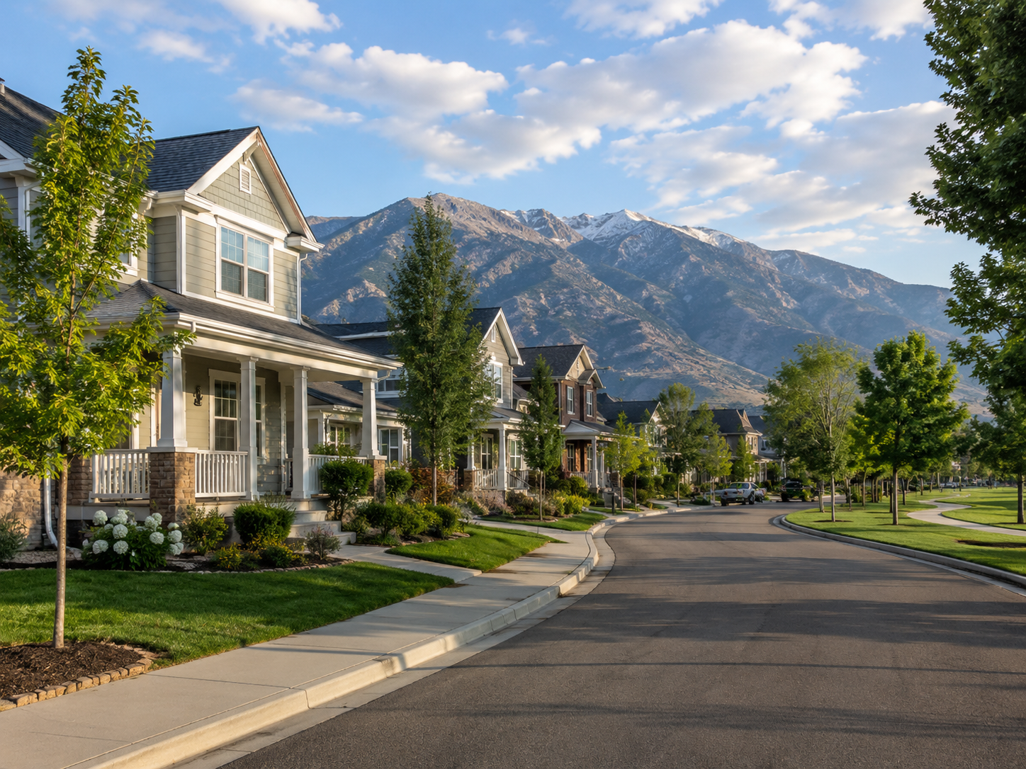 South Jordan Utah suburban family lifestyle with homes sidewalks and parks