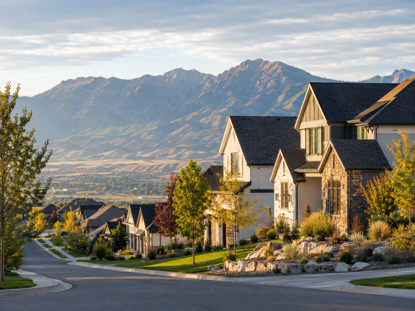 East Lehi Utah neighborhood near Highland with mountain views.