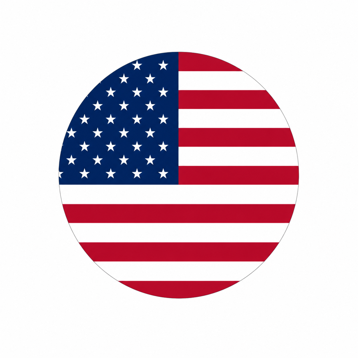 Circle with American flag design featuring stars and stripes.