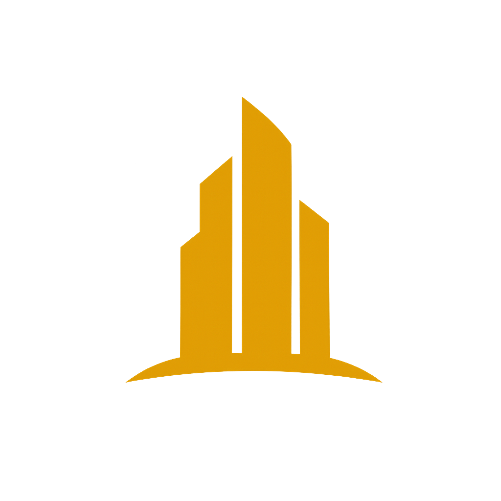 Gold and black logo featuring a stylized skyscraper with three tall buildings and the words 'City Skyline' above.