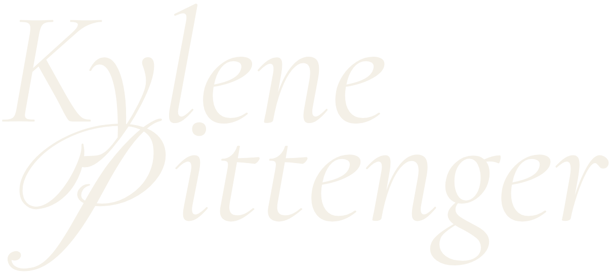 Elegant white text on a black background reads 'Kylene Pittenge' in stylish font.