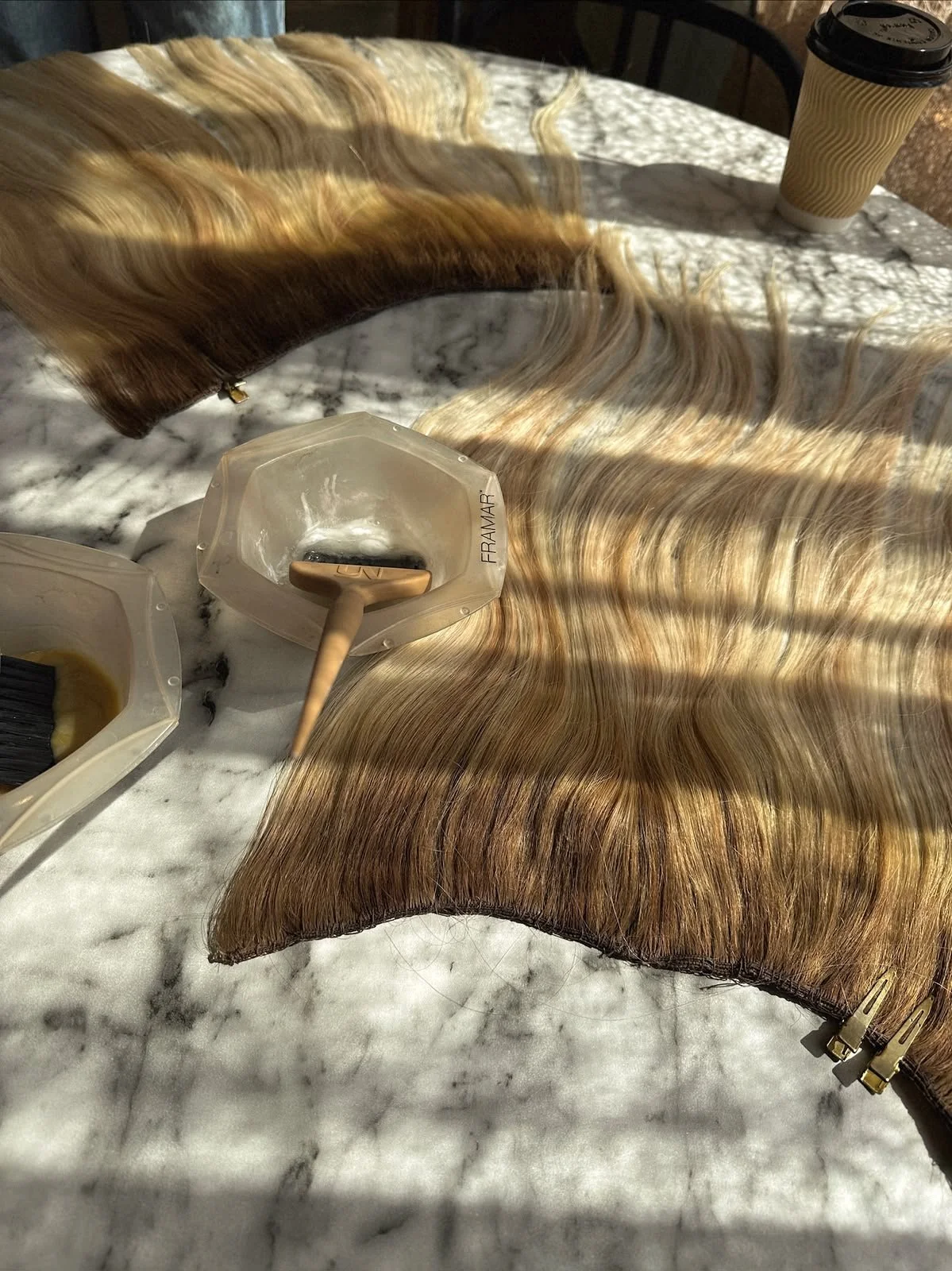 Blonde hair extensions