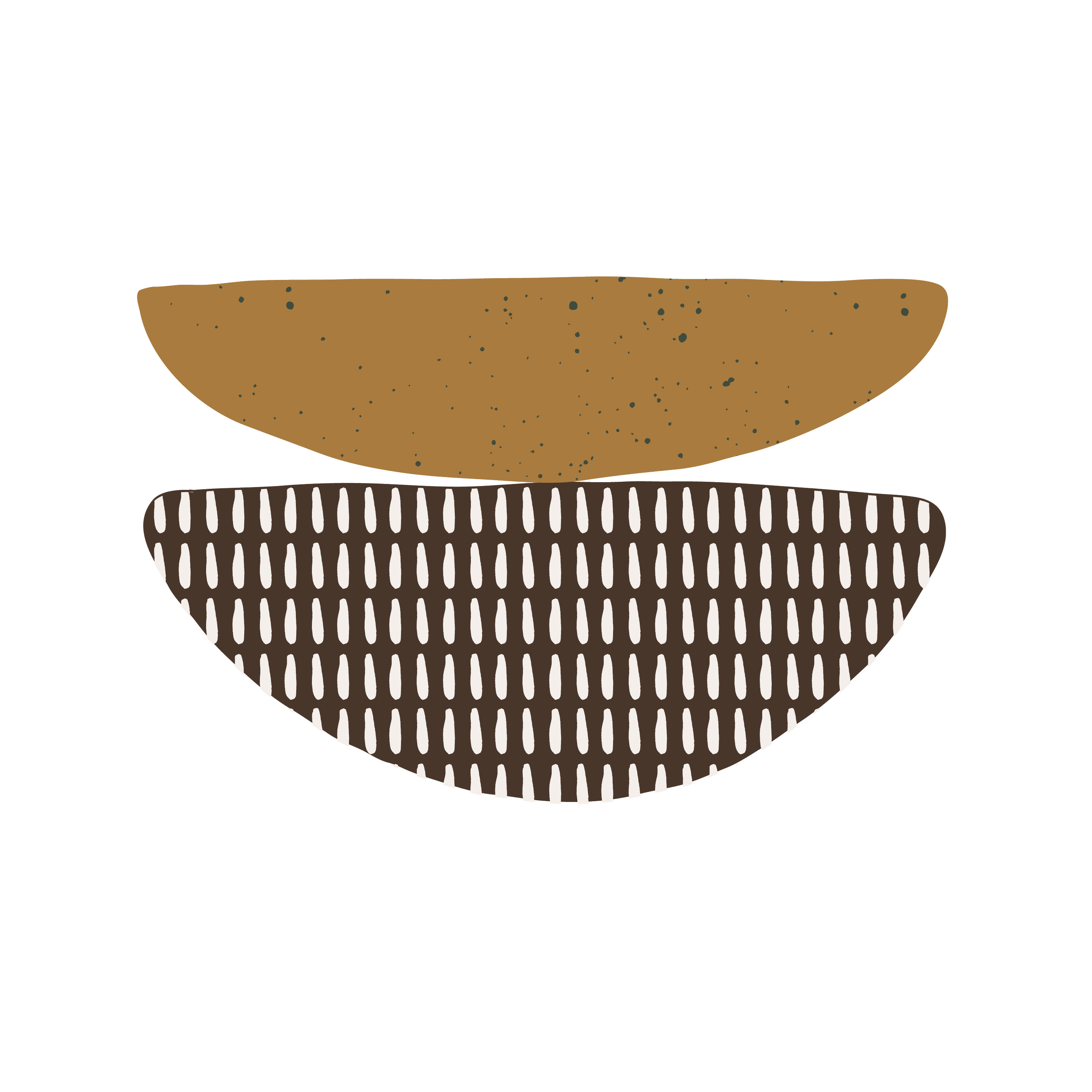 Textured illustration of two stacked half-moon shapes.