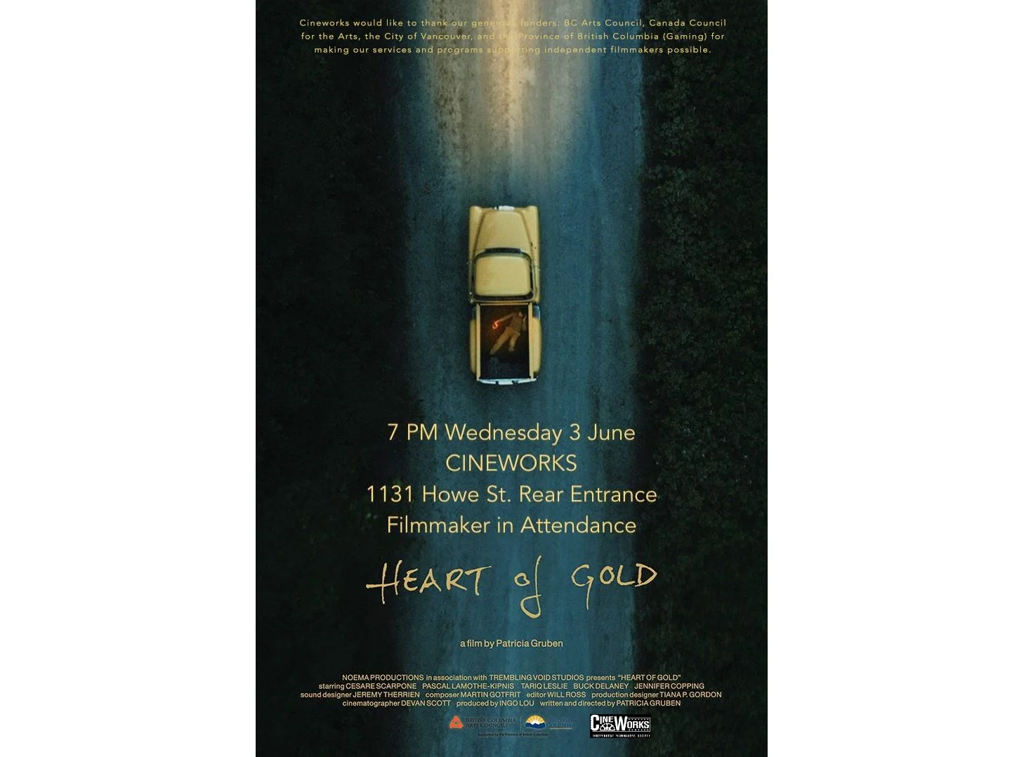 Cineworks is proud to present a free screening of 𝘏𝘦𝘢𝘳𝘵 𝘰𝘧 𝘎𝘰𝘭𝘥 (2024, 80 minutes), a feature film by writer and filmmaker Patricia Gruben&ndash;the film is a meditation on antiwar activism and political radicalization in the late 1960s.

