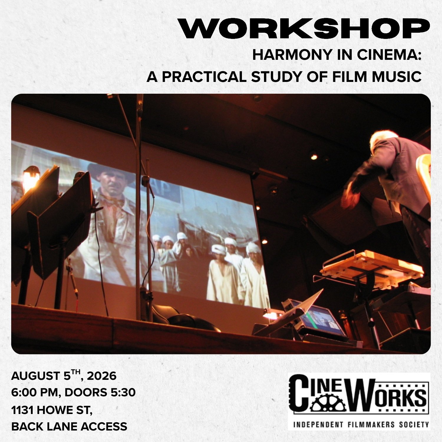 Cineworks is pleased to present 𝗛𝗮𝗿𝗺𝗼𝗻𝘆 𝗶𝗻 𝗖𝗶𝗻𝗲𝗺𝗮, an introductory workshop and practical study of film music, led by film composer and musician Carlos Solares.

What makes music in film sound like film music? Is it the use of a full o