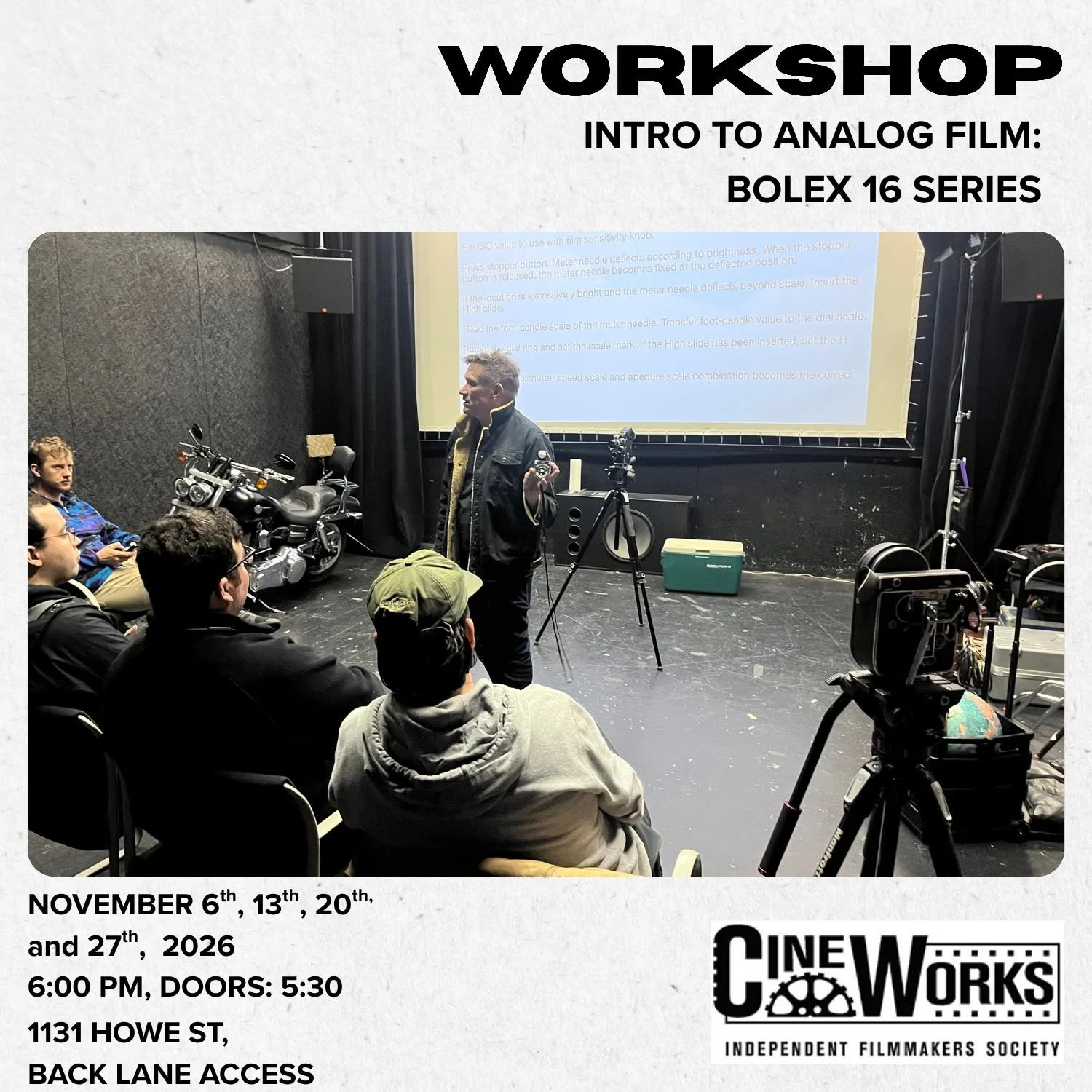 🎥 𝗦𝗽𝗮𝗰𝗲𝘀 𝗮𝗿𝗲 𝘀𝘁𝗶𝗹𝗹 𝗮𝘃𝗮𝗶𝗹𝗮𝗯𝗹𝗲 𝗳𝗼𝗿 𝘁𝗵𝗲 𝗕𝗼𝗹𝗲𝘅 𝟭𝟲 𝗦𝗲𝗿𝗶𝗲𝘀!

Our Bolex 16mm workshop series starts next week on 𝗡𝗼𝘃𝗲𝗺𝗯𝗲𝗿 𝟲, and it&rsquo;s an excellent opportunity to learn to use this wonderful classic c