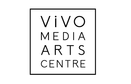 Logo for Vivo Media Arts Centre with black text inside a square border.