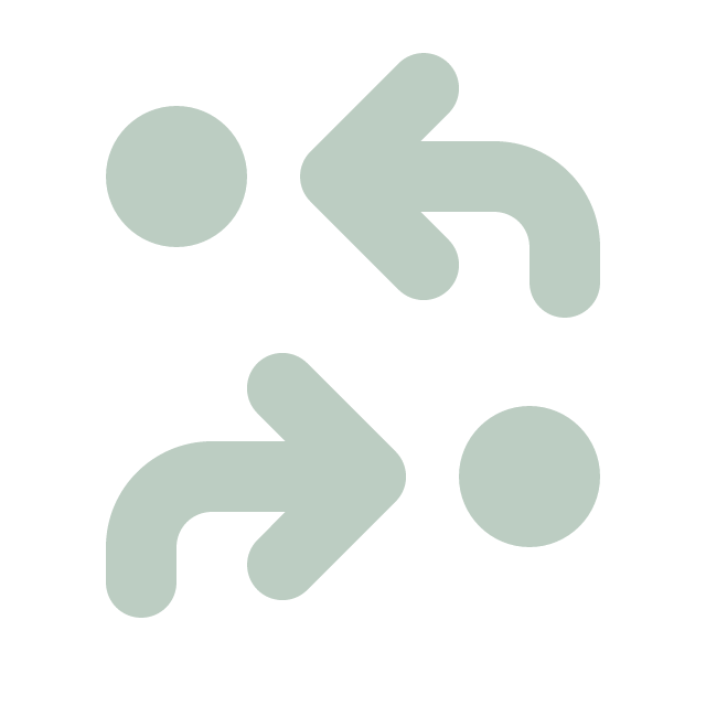 Two arrows indicating movement from one person icon to another, suggesting interaction or flow between two figures.