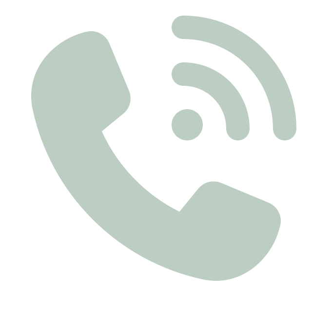 Icon of a telephone handset with radio signal waves indicating a call or phone communication.