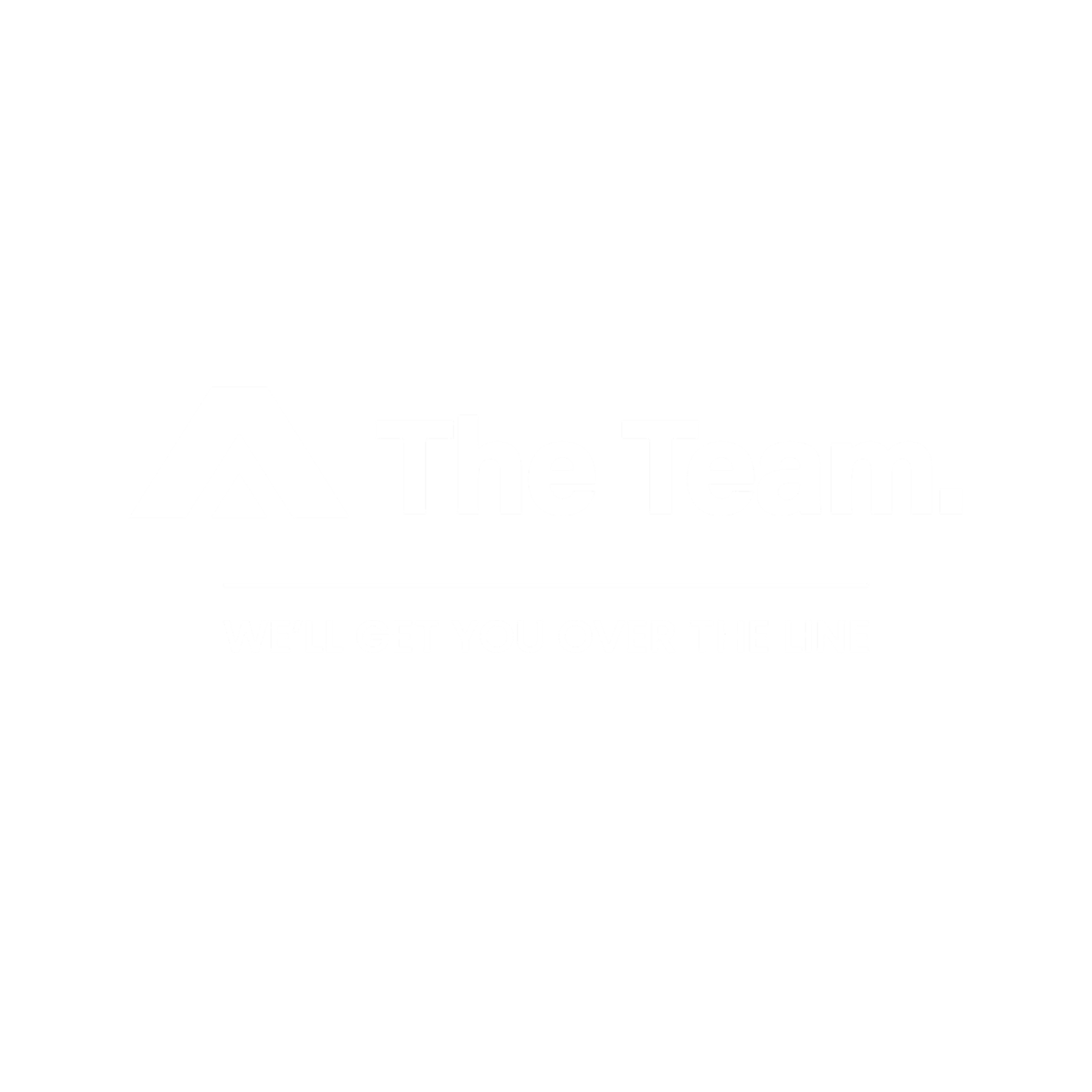 Black background with white text that says "The Team" and a stylized mountain peak graphic.