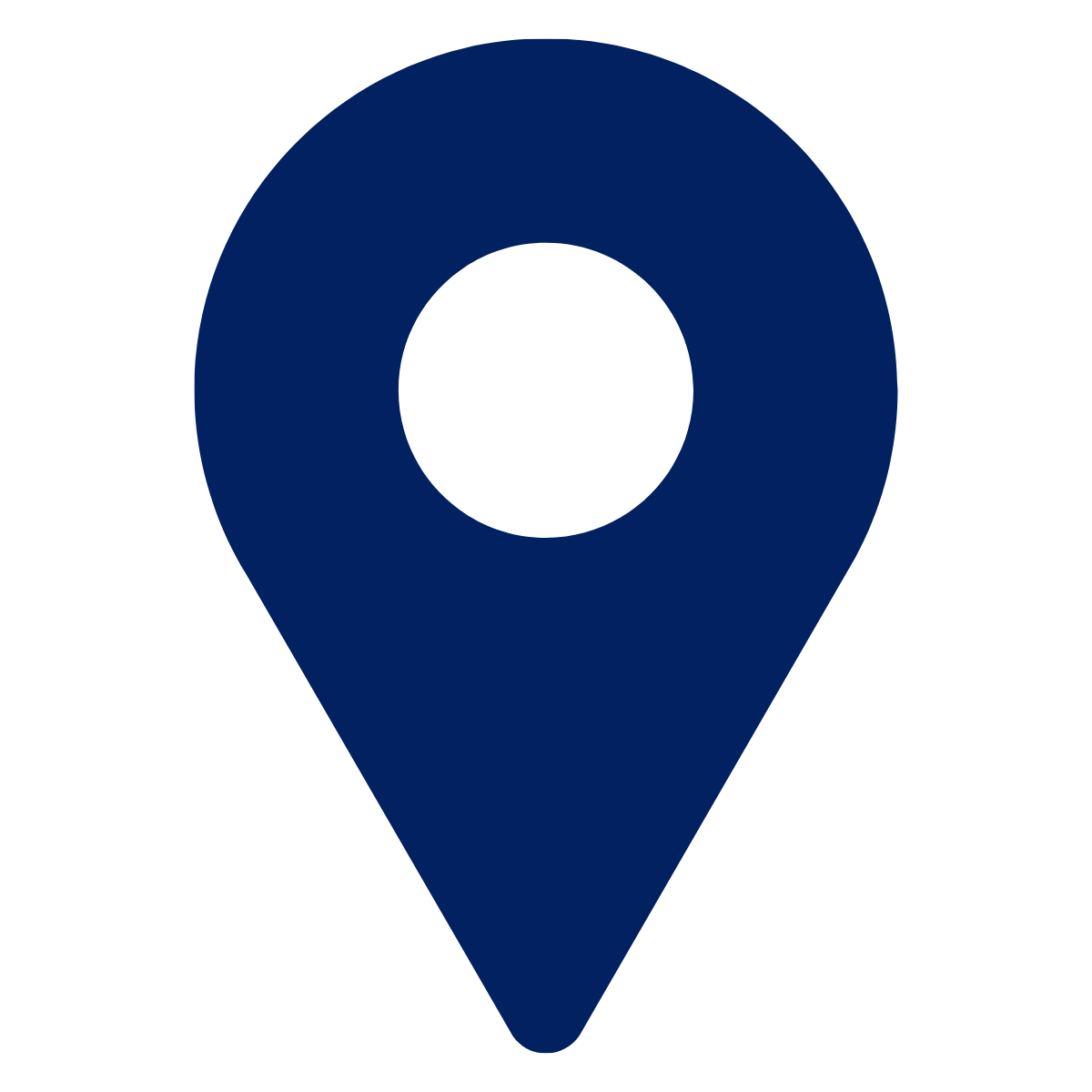 Map pin icon in dark blue color, representing a location marker.