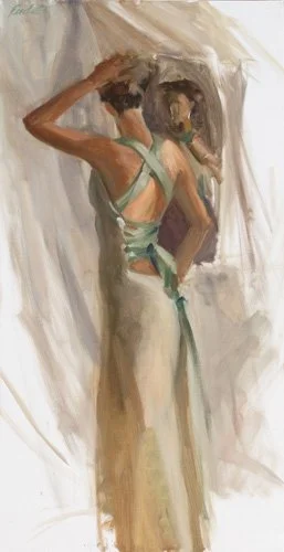 "Green and White", oil on canvas,
$600 Sold