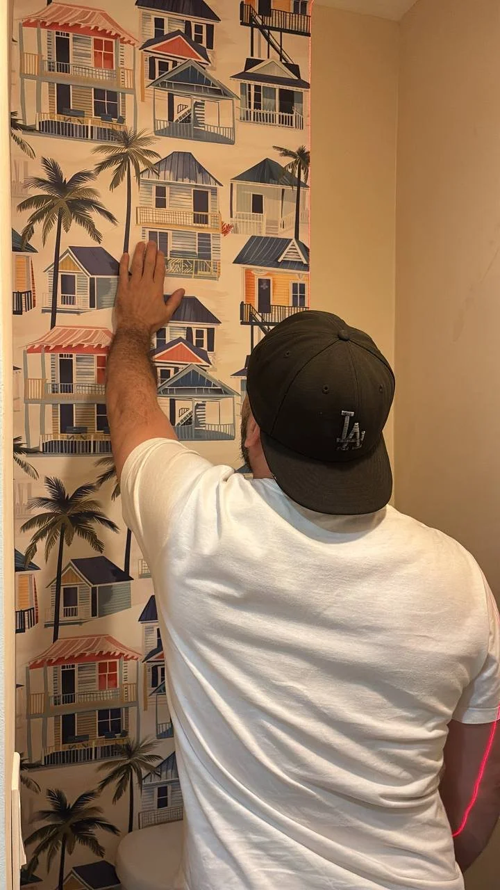 Agai Wallpaper installer hanging wallpaper in Los Angeles