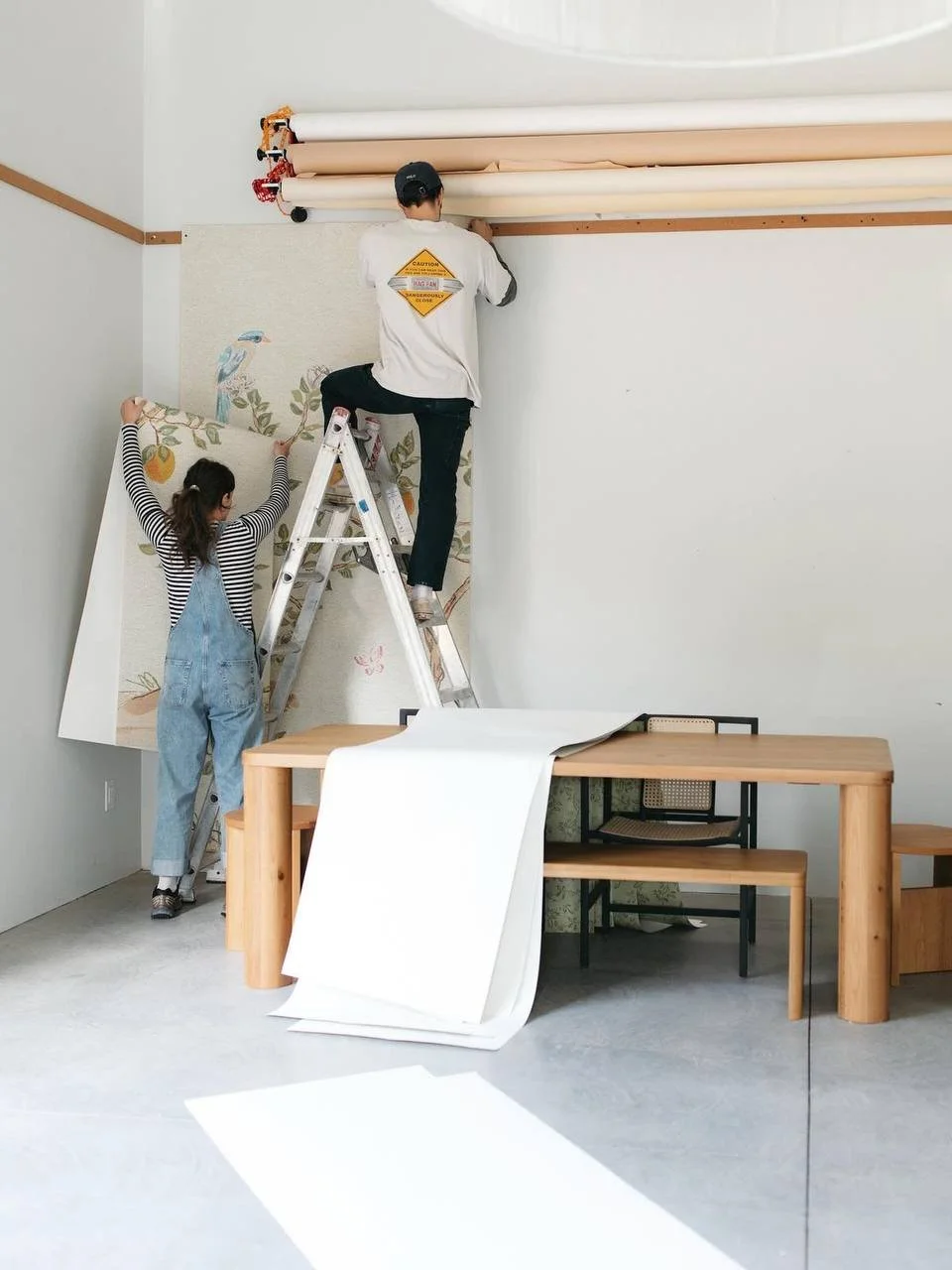 Agai Wallpaper installation team working in Los Angeles home