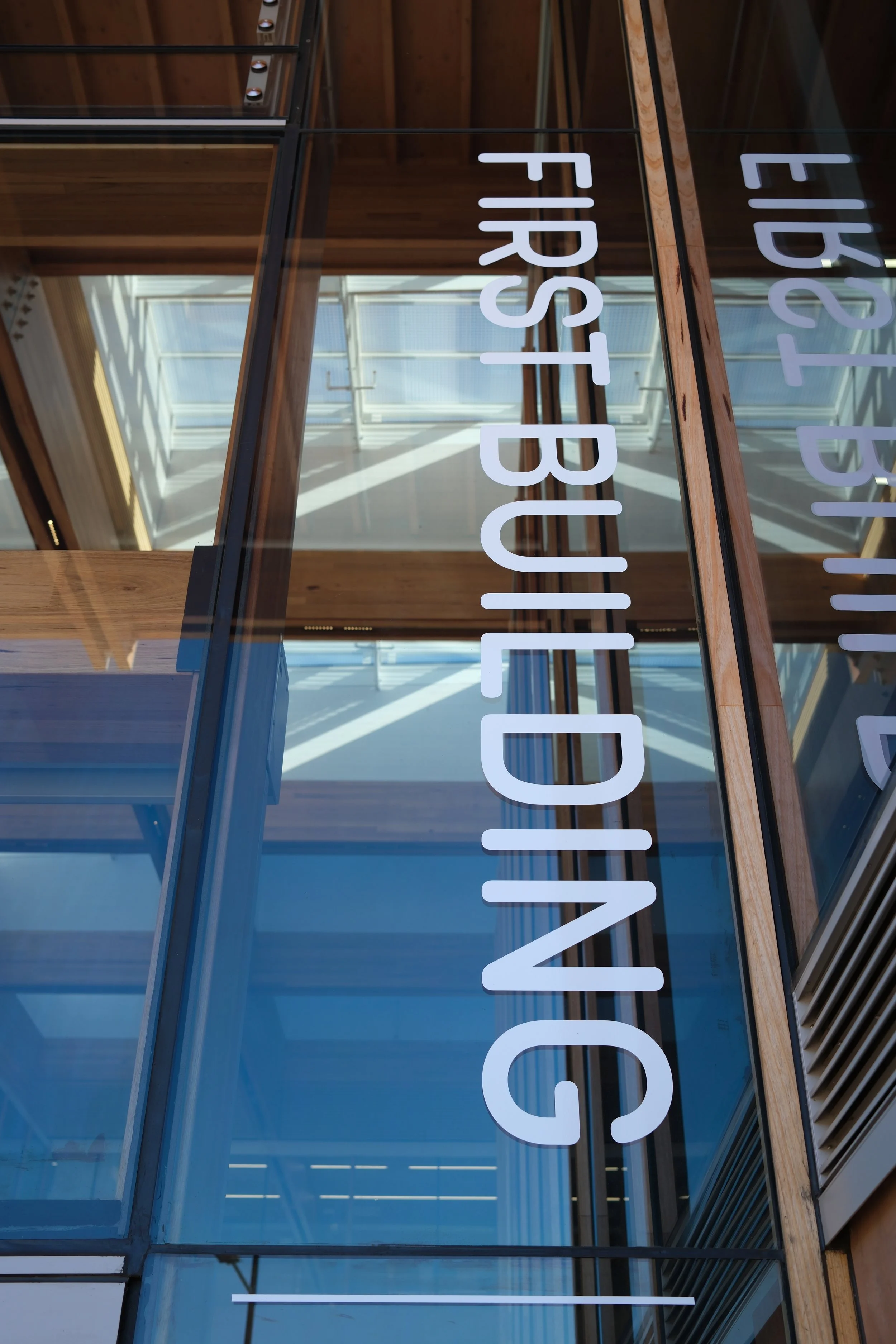 Architectural signage installation at First Building, Bradfield City Centre