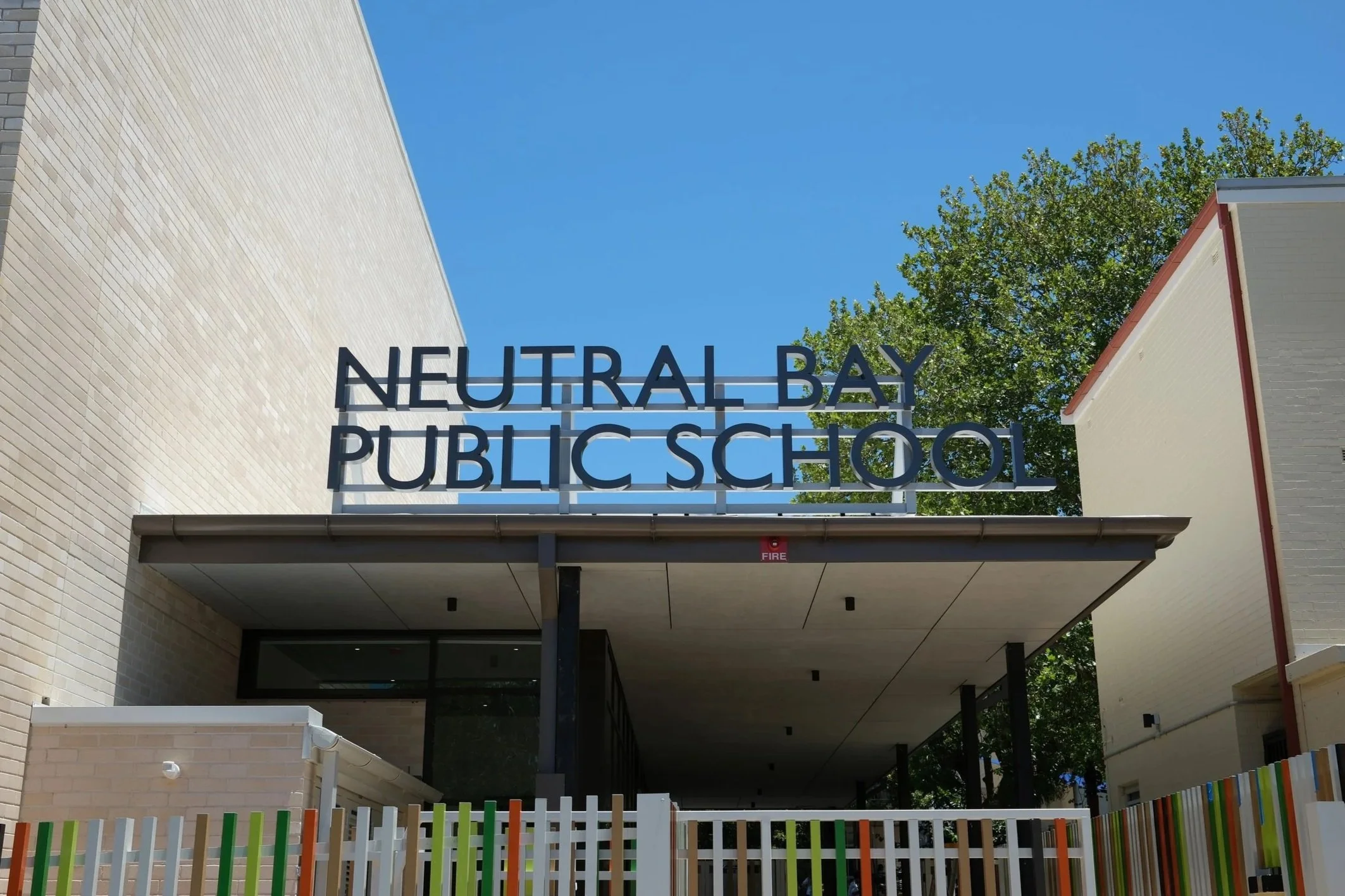 Statutory and wayfinding signage at Neutral Bay Public School, delivered for Grindley Construction