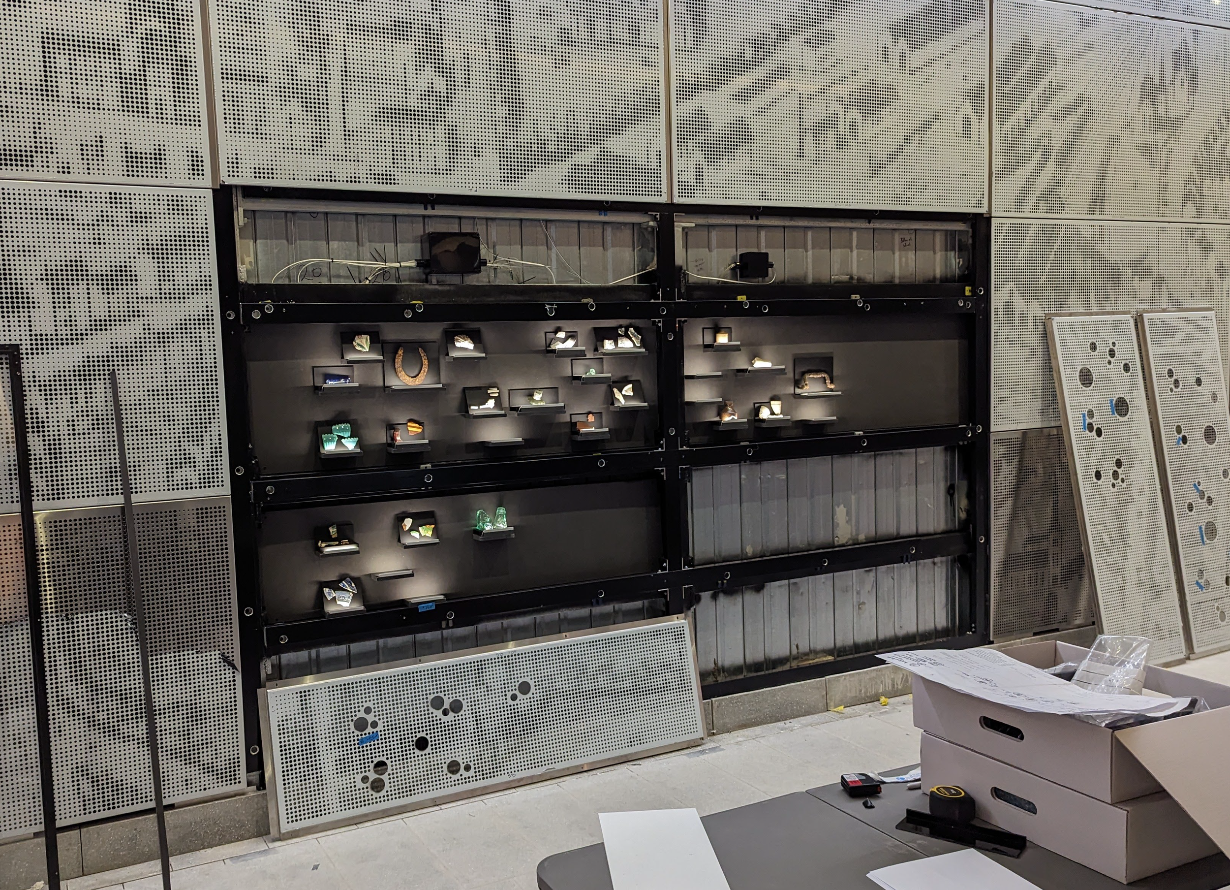 Architectural finishes material heritage artifact display for commercial project specification