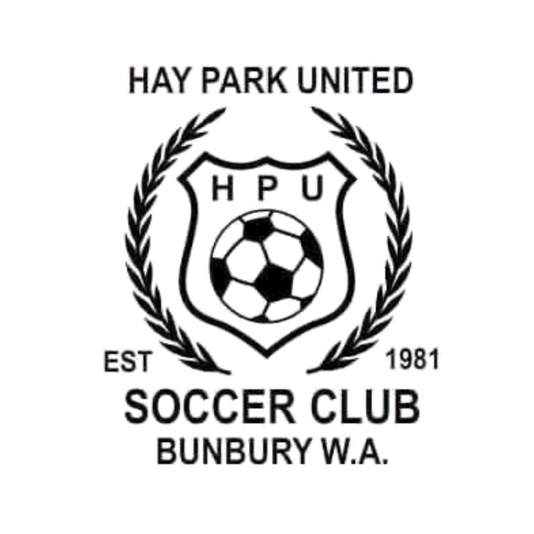 Hay Park United soccer club emblem with a shield, a soccer ball, and laurel wreath, established in 1961 in Bungalow, WA.