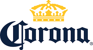 Corona beer logo with a gold crown above the word 'Corona' in dark blue letters.