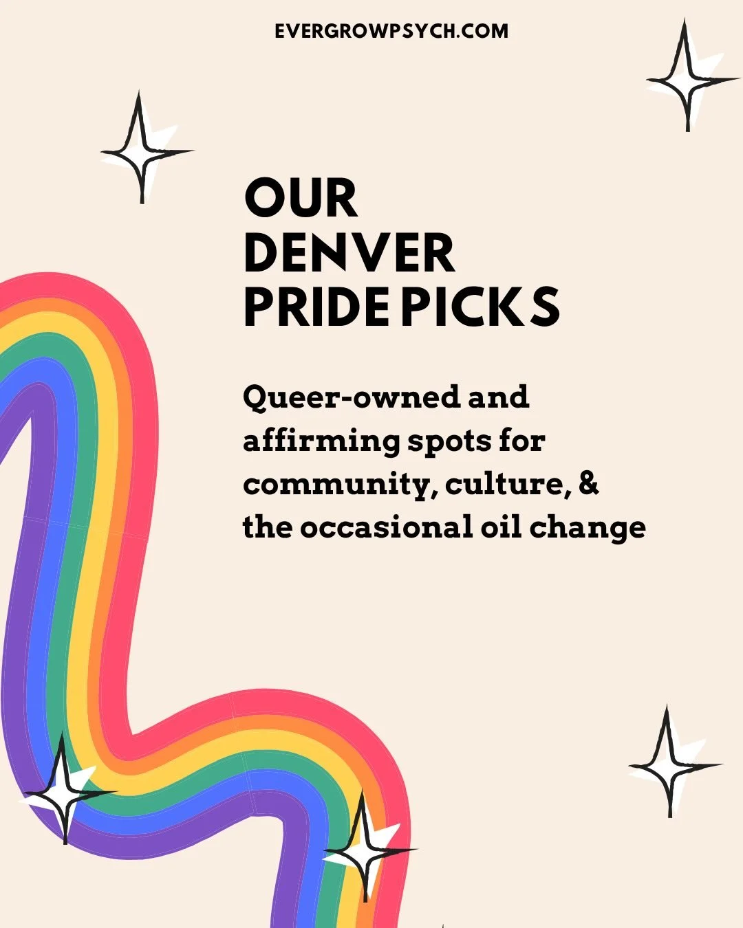 Happy #denverpride&nbsp;&nbsp;🌈🥳🪩 Our LGBTQ+ community is worth showing up for, so here are some of our fave spots in the city to celebrate all year round! 

GO HERE:
@champagne.tiger | @thepiequeenofdenver | @ladyjusticebrewing | @hardyandfuller 