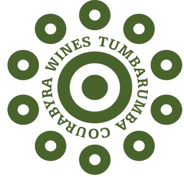 Logo with green circles and concentric rings, featuring the text "TUMBARURU URUBA" and "WINES" in a circular pattern.