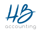 Logo with blue handwritten initials 'HB' above the word 'accounting' in gray lowercase letters.