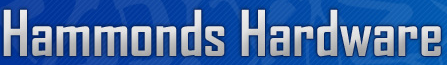 Hammonds Hardware logo with text on a blue background