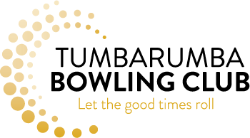 Graphic design featuring a circular pattern of gold dots and the slogan 'Let the good times roll' in yellow text.