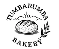 Logo of Tumbarumba Bakery featuring a bread loaf with steam, surrounded by the bakery name and a small leafy branch.