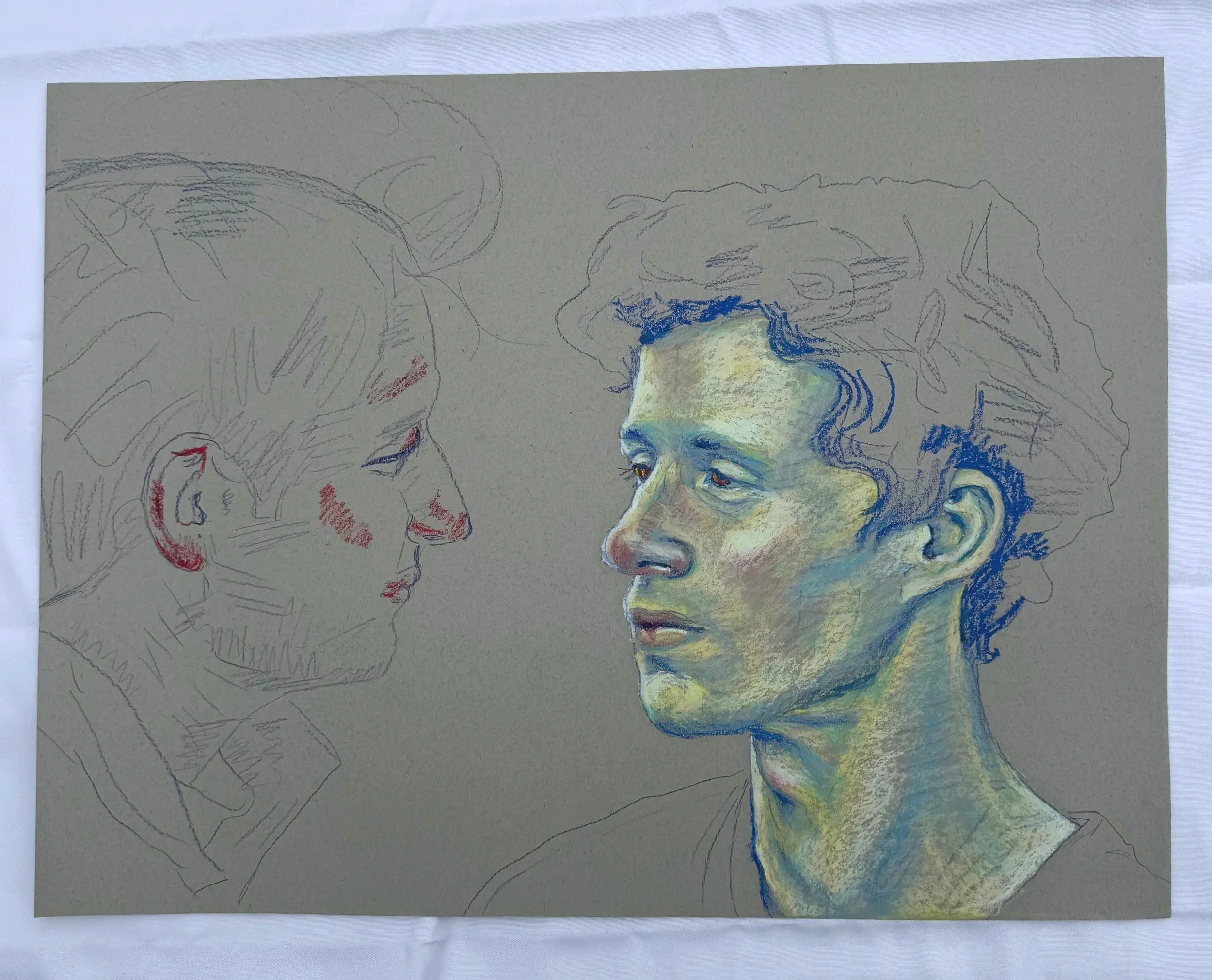 Unfinished Couple Portrait, 2025
Oil pastel on toned paper
18 x 24 inches