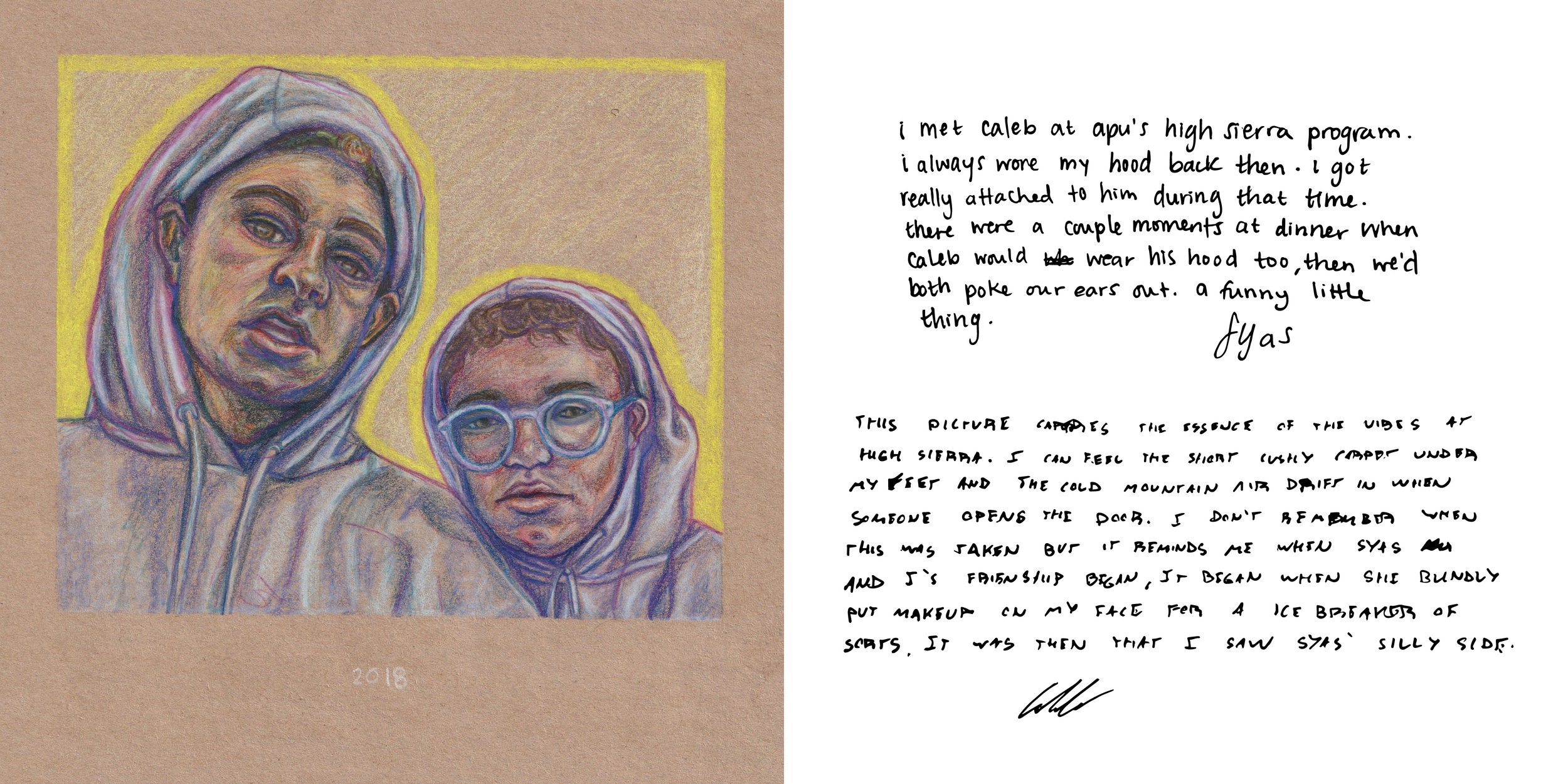 Caleb & Syas, 2020.
Color pencil on paper
8 x 8 inches