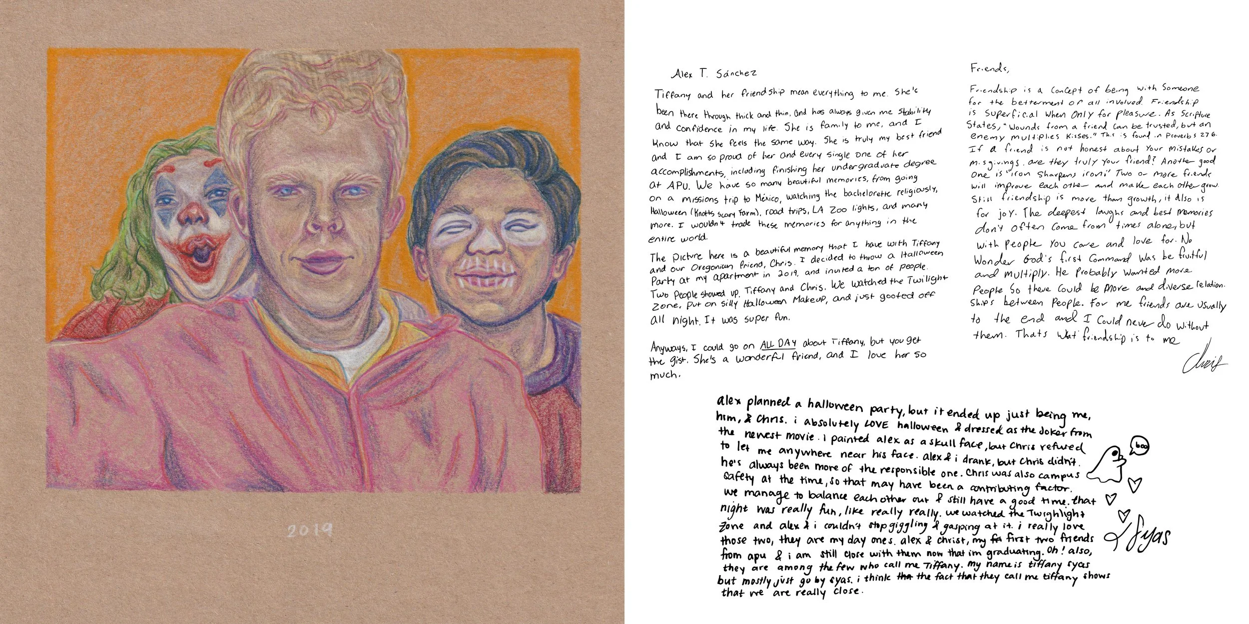 Tiffany, Chris, & Alex, 2020.
Color pencil on paper
8 x 8 inches