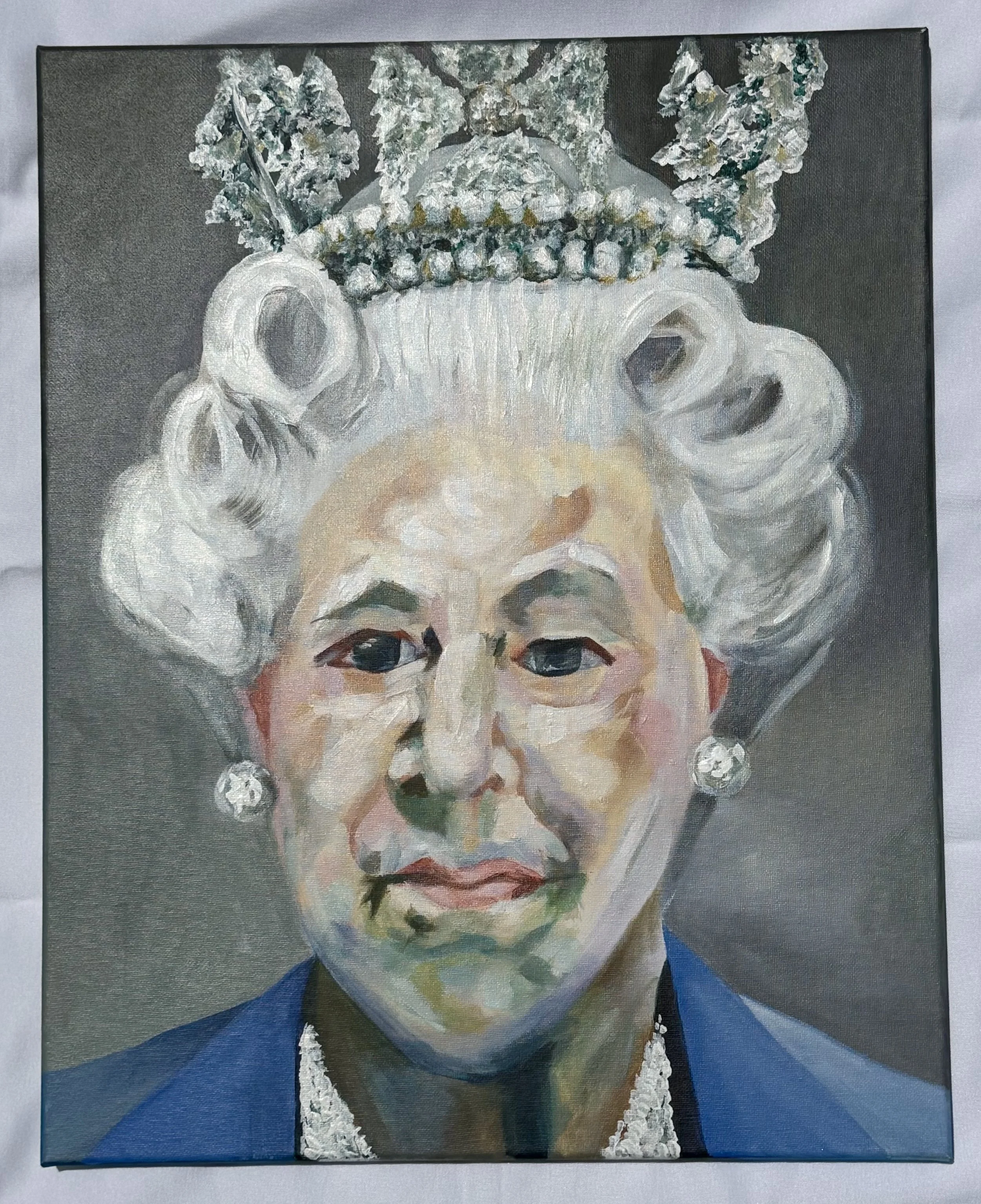Master Copy - Lucian Freud's Portrait of Elizabeth II, 2019
Acrylic on canvas
16 x 20 inches