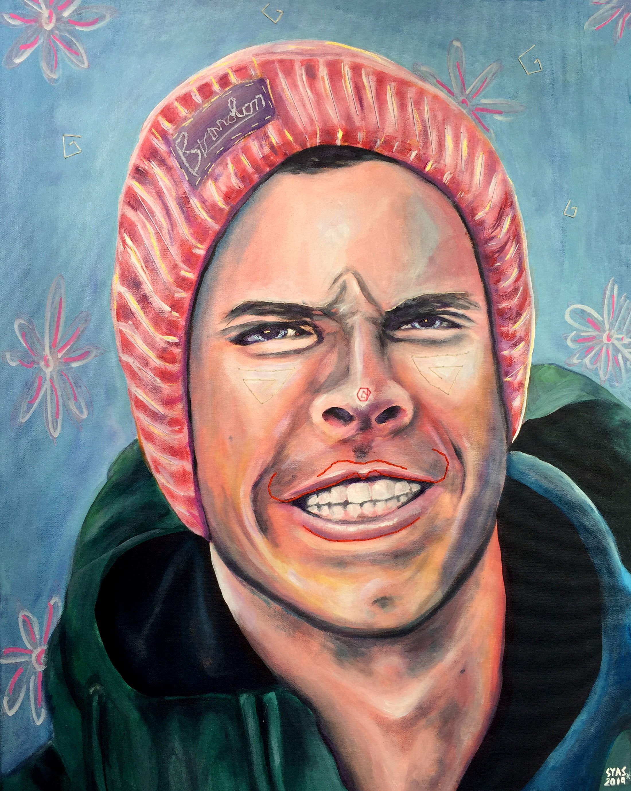 Joke 02, 2019
Acrylic & embroidery on canvas
18 x 24 inches