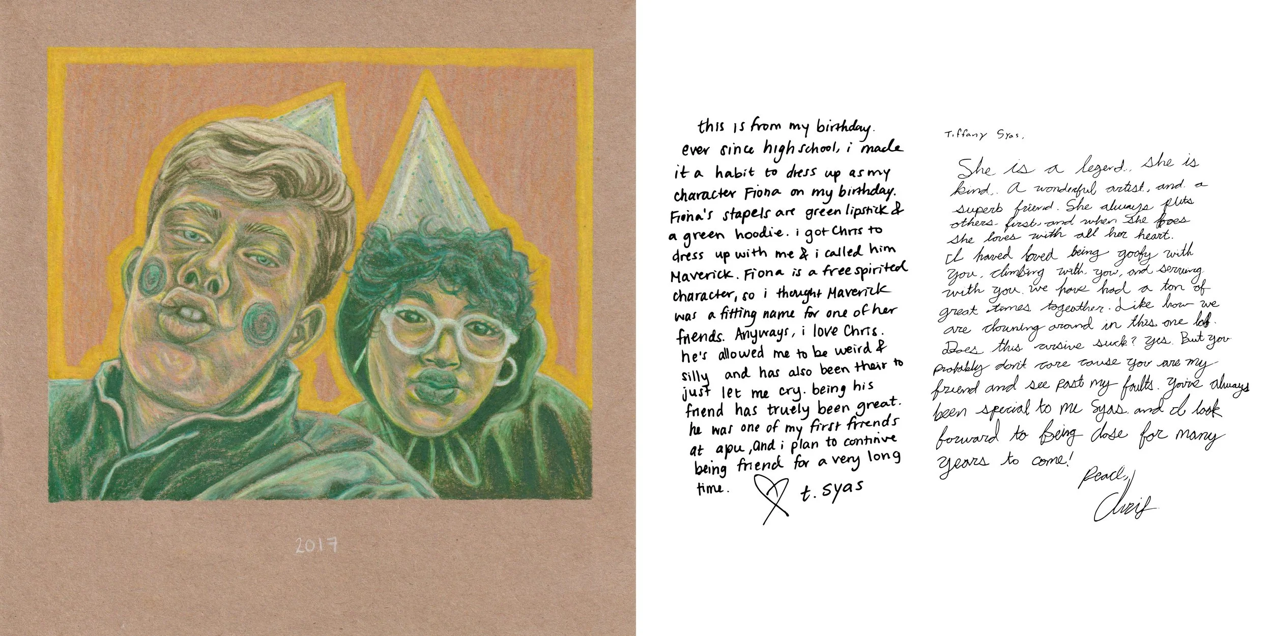Chris & Syas (Maverick & Fiona), 2020.
Color pencil on paper
8 x 8 inches