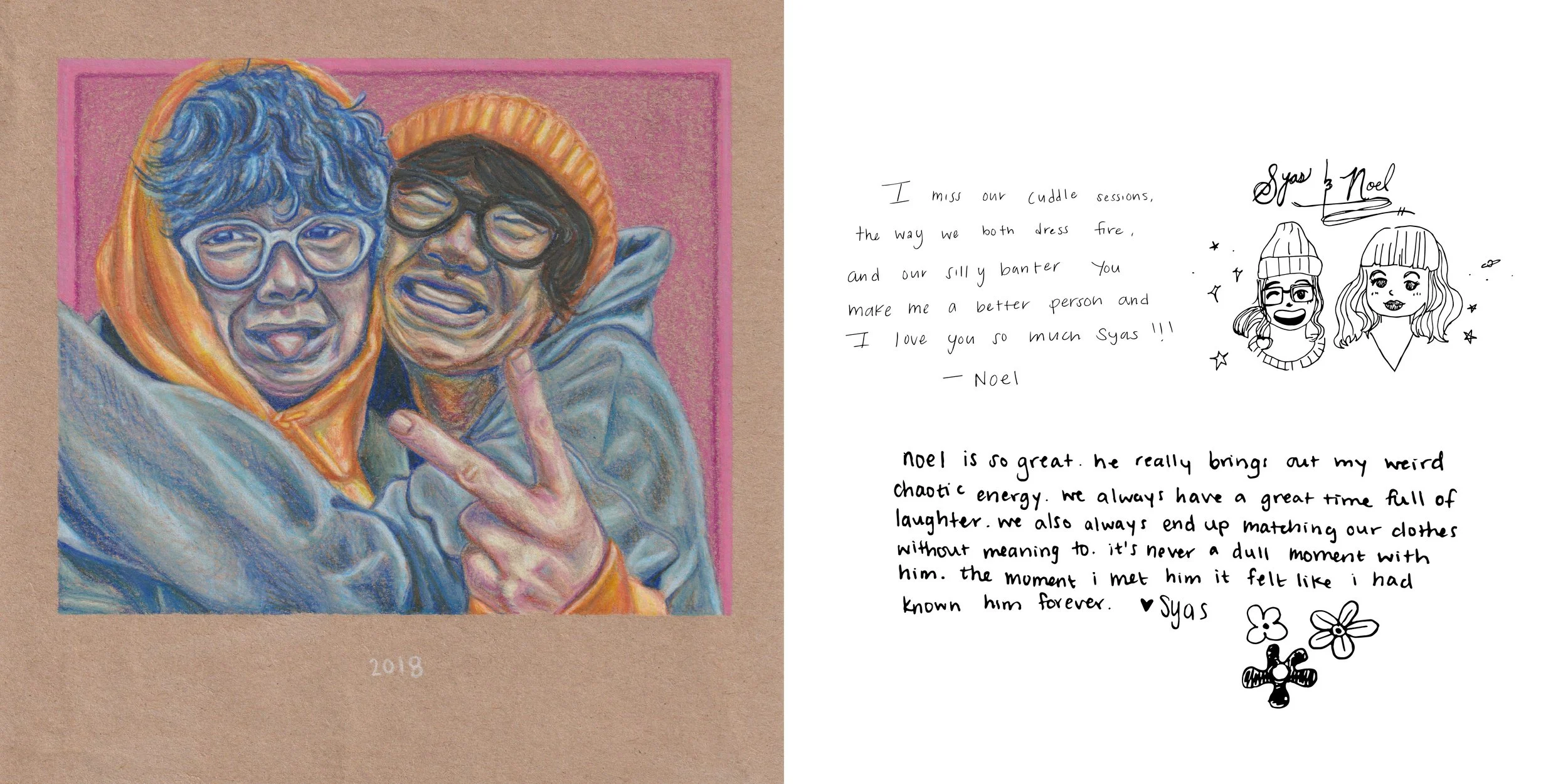 Syas & Noel, 2020.
Color pencil on paper
8 x 8 inches