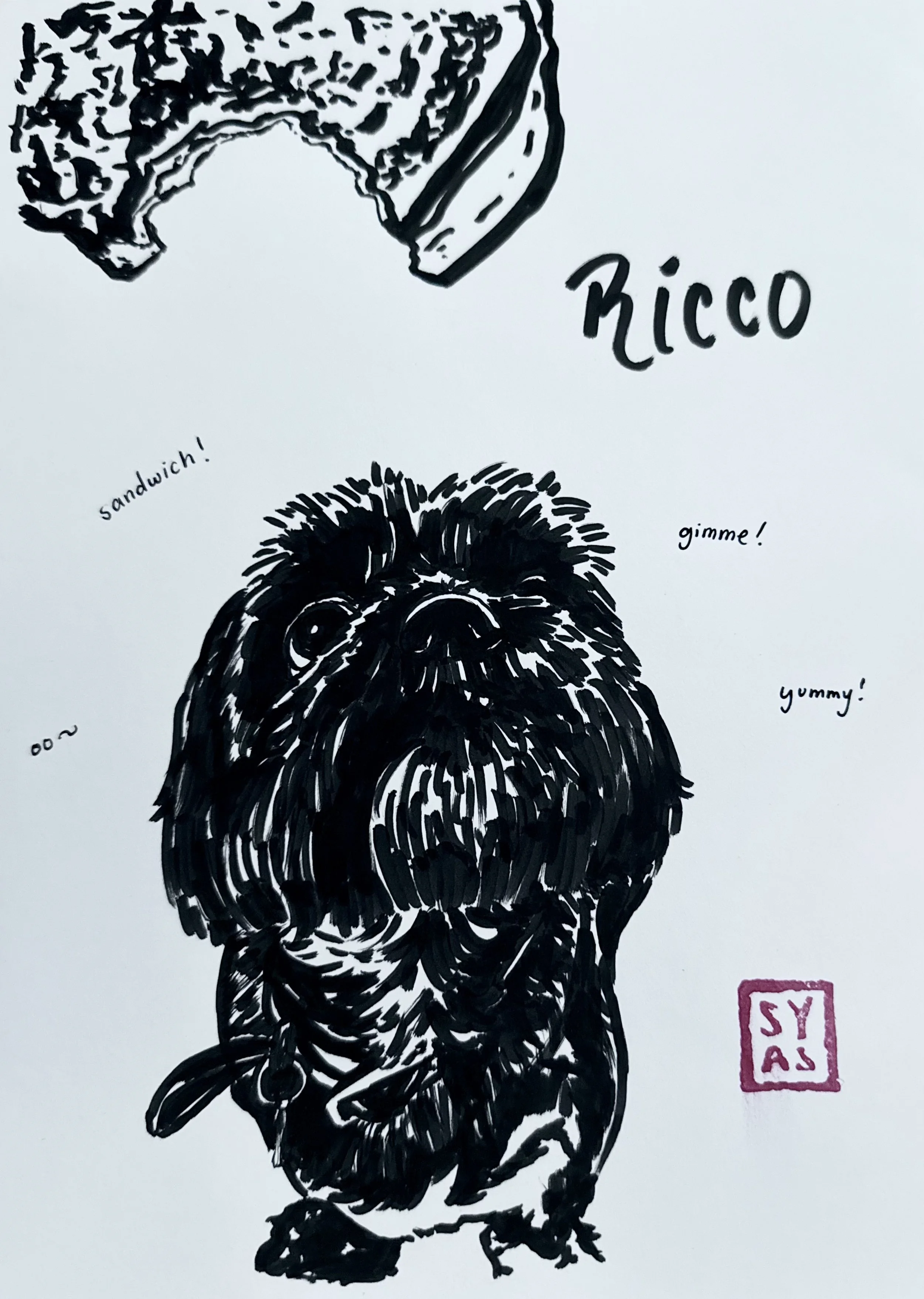 Hungry Rico, 2025.
Ink on paper
8.5 x 11 inches