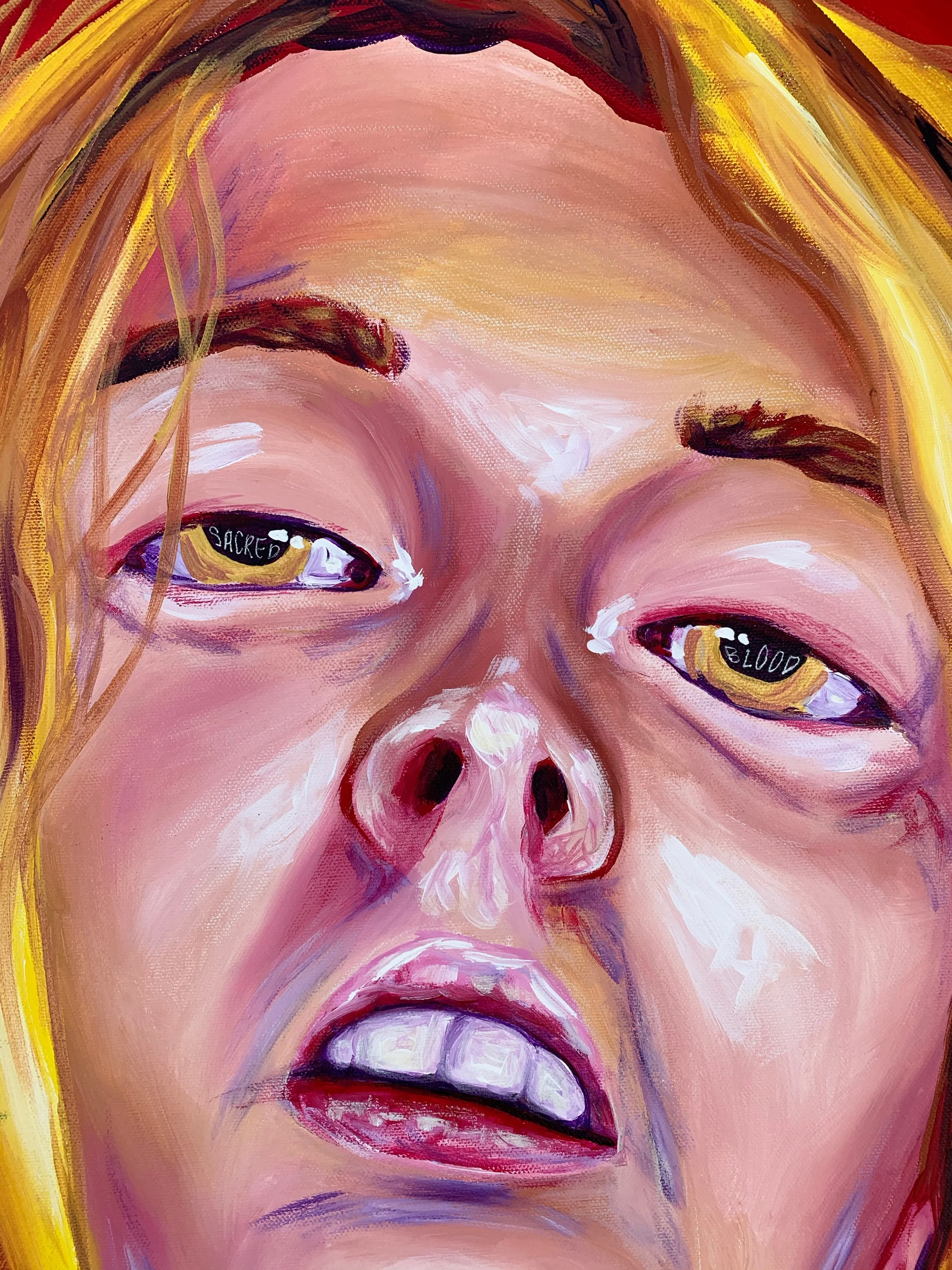Sacred Blood detail, 2019
Acrylic and ink on canvas
30 x 41 inches