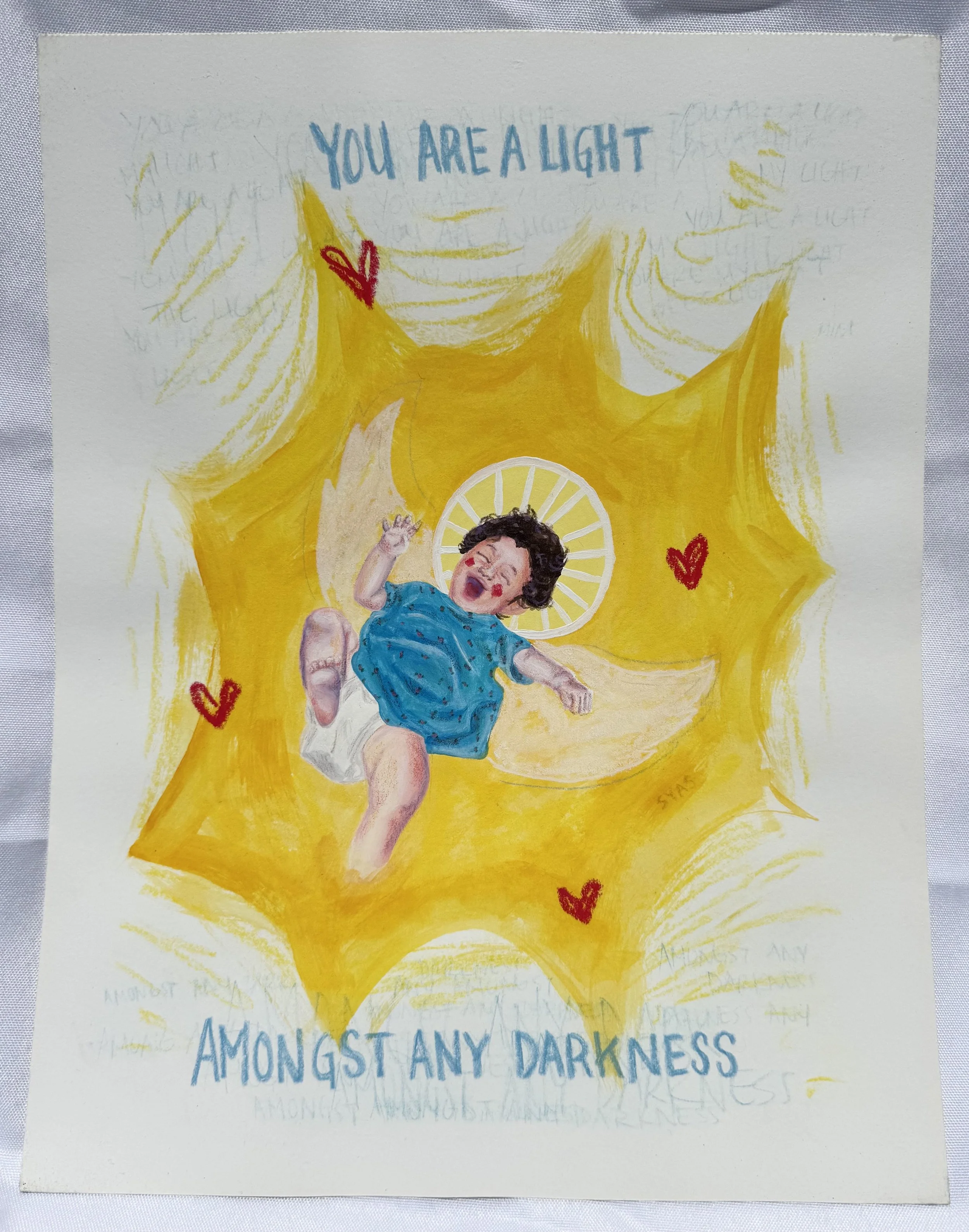 You Are Light, 2019.
Acrylic, chalk pastel, & color pencil on paper
11 x 14 inches