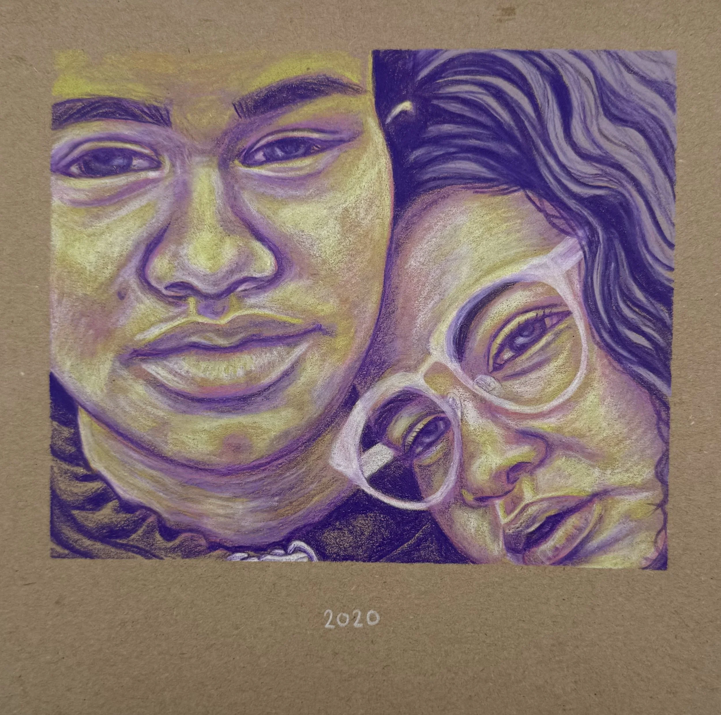 Sisters in Purple, 2020
Color pencil on toned paper
8 x 8 inches