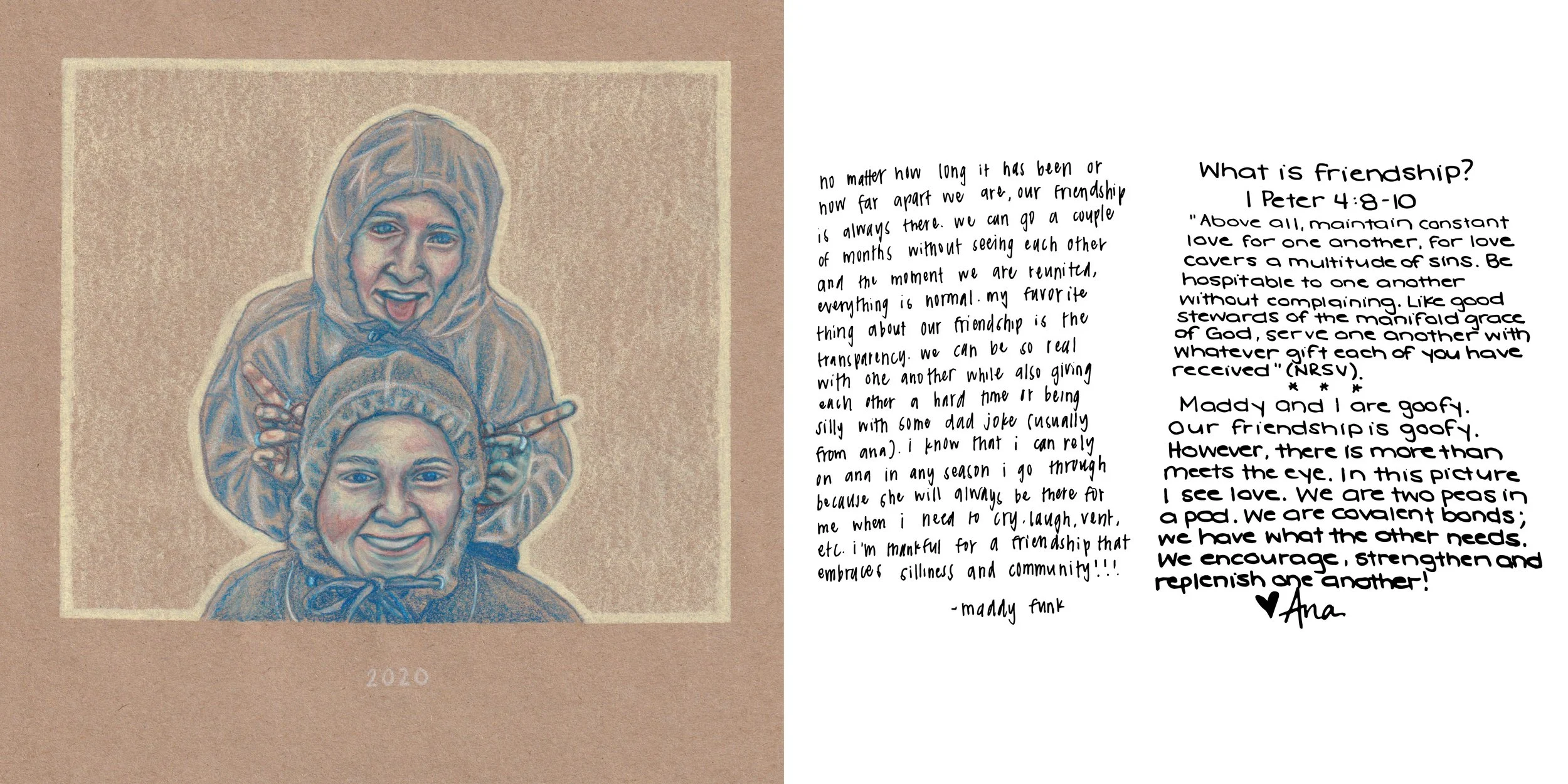 Maddy & Ana, 2020.
Color pencil on paper
8 x 8 inches