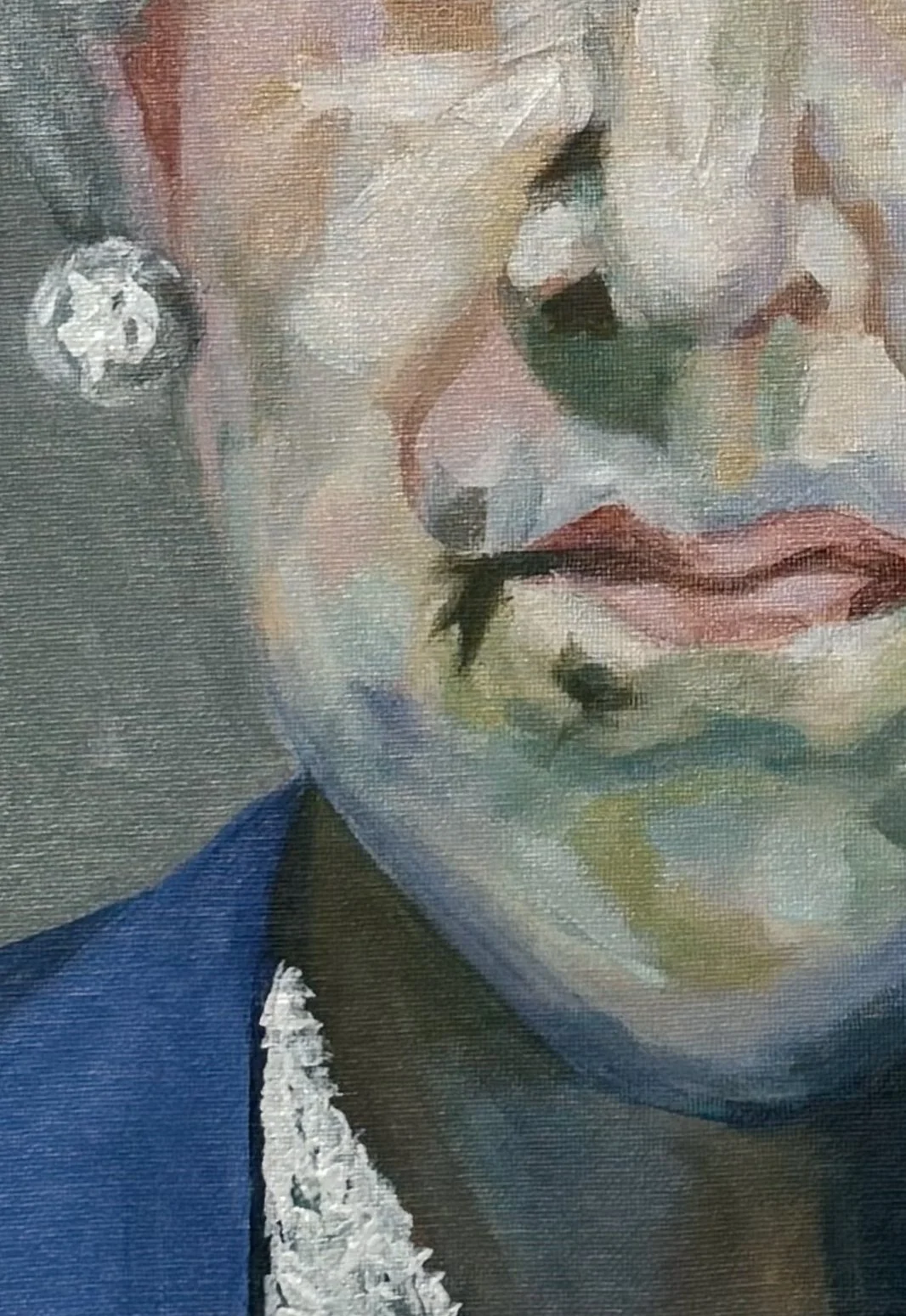 Master Copy - Lucian Freud's Portrait of Elizabeth II detail, 2019
Acrylic on canvas
16 x 20 inches