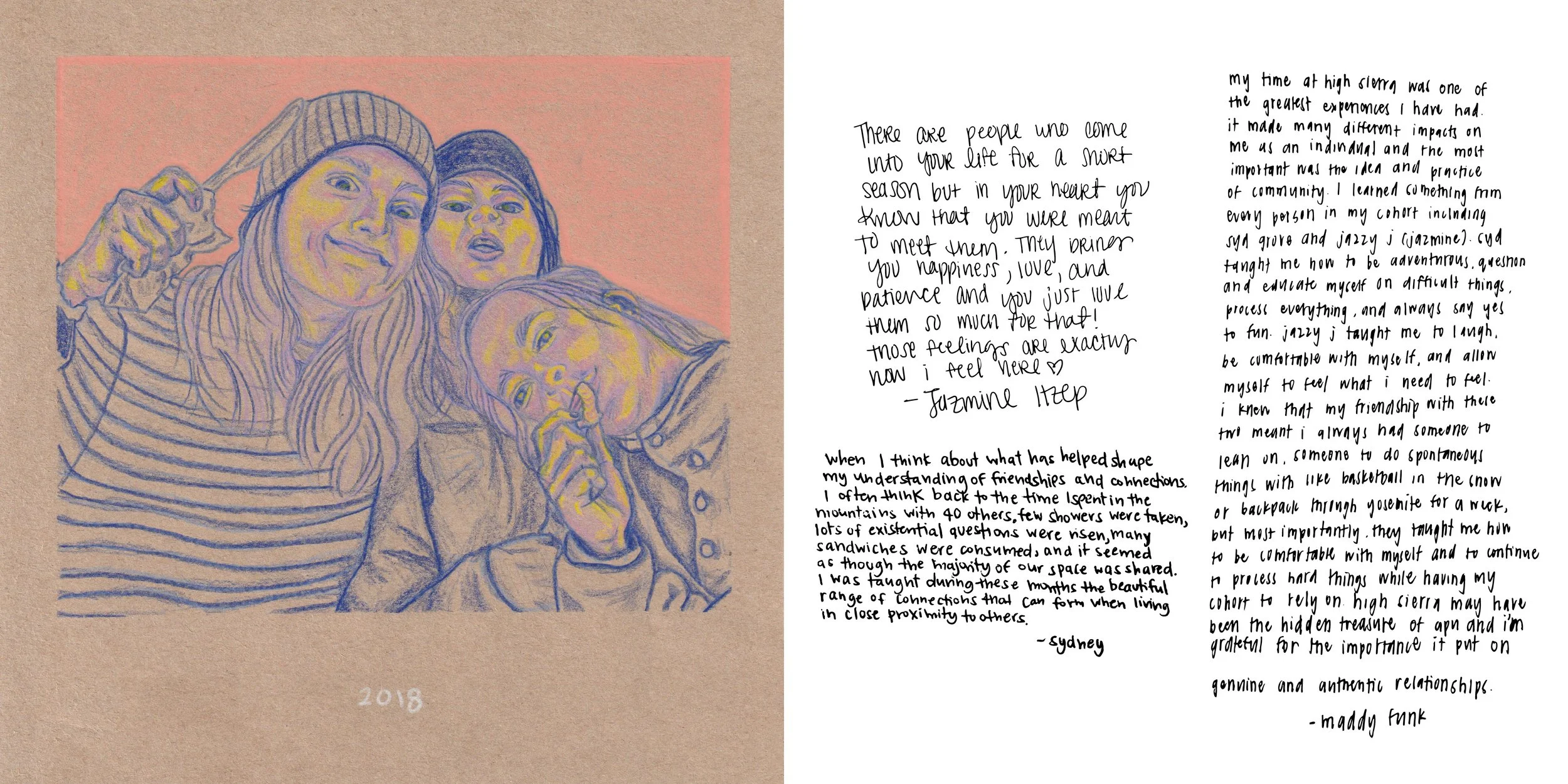 Syd, Jazmine, & Maddy, 2020.
Color pencil on paper
8 x 8 inches