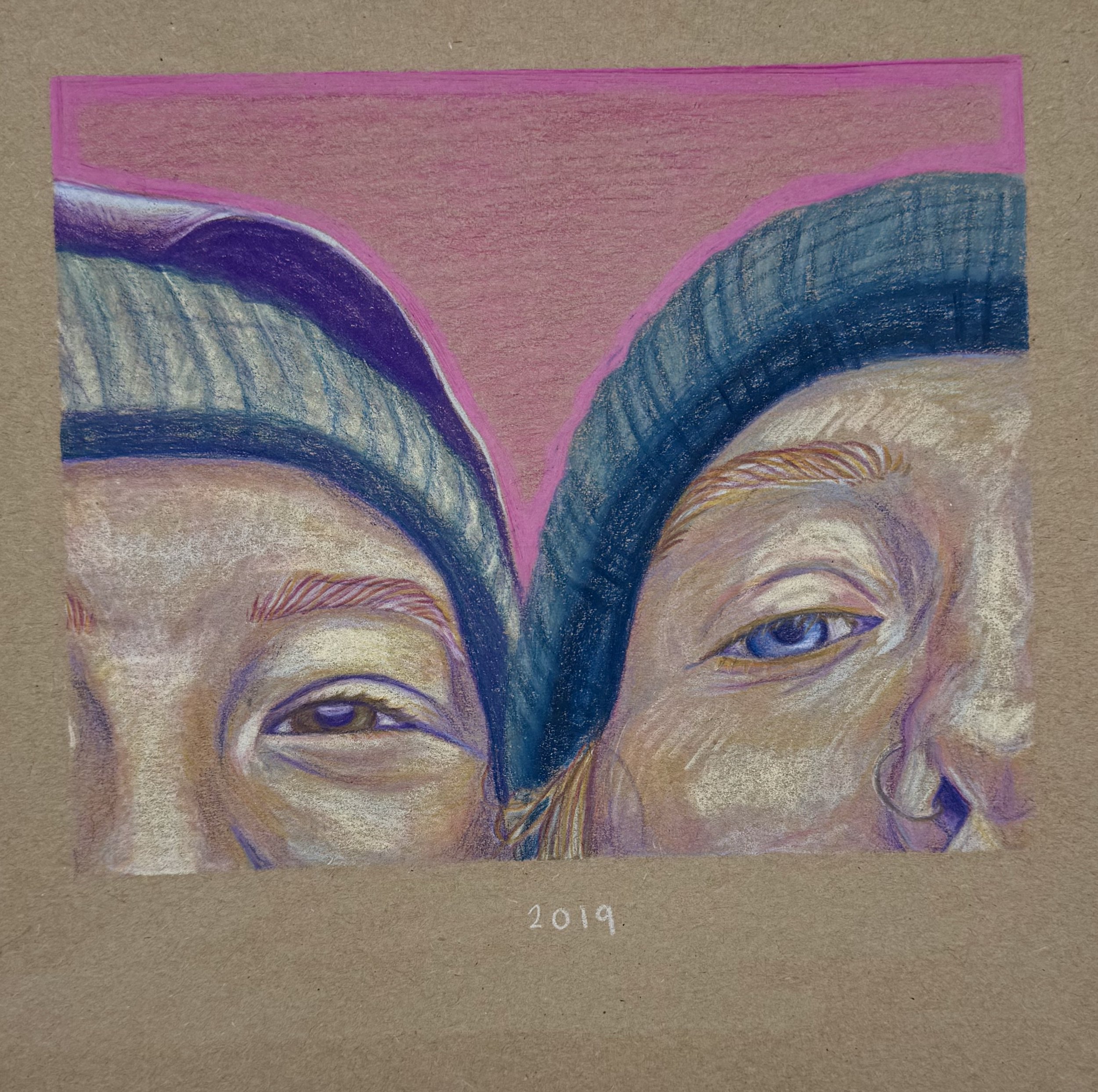 Abbey & Katie, 2020
Color pencil on toned paper
8 x 8 inches