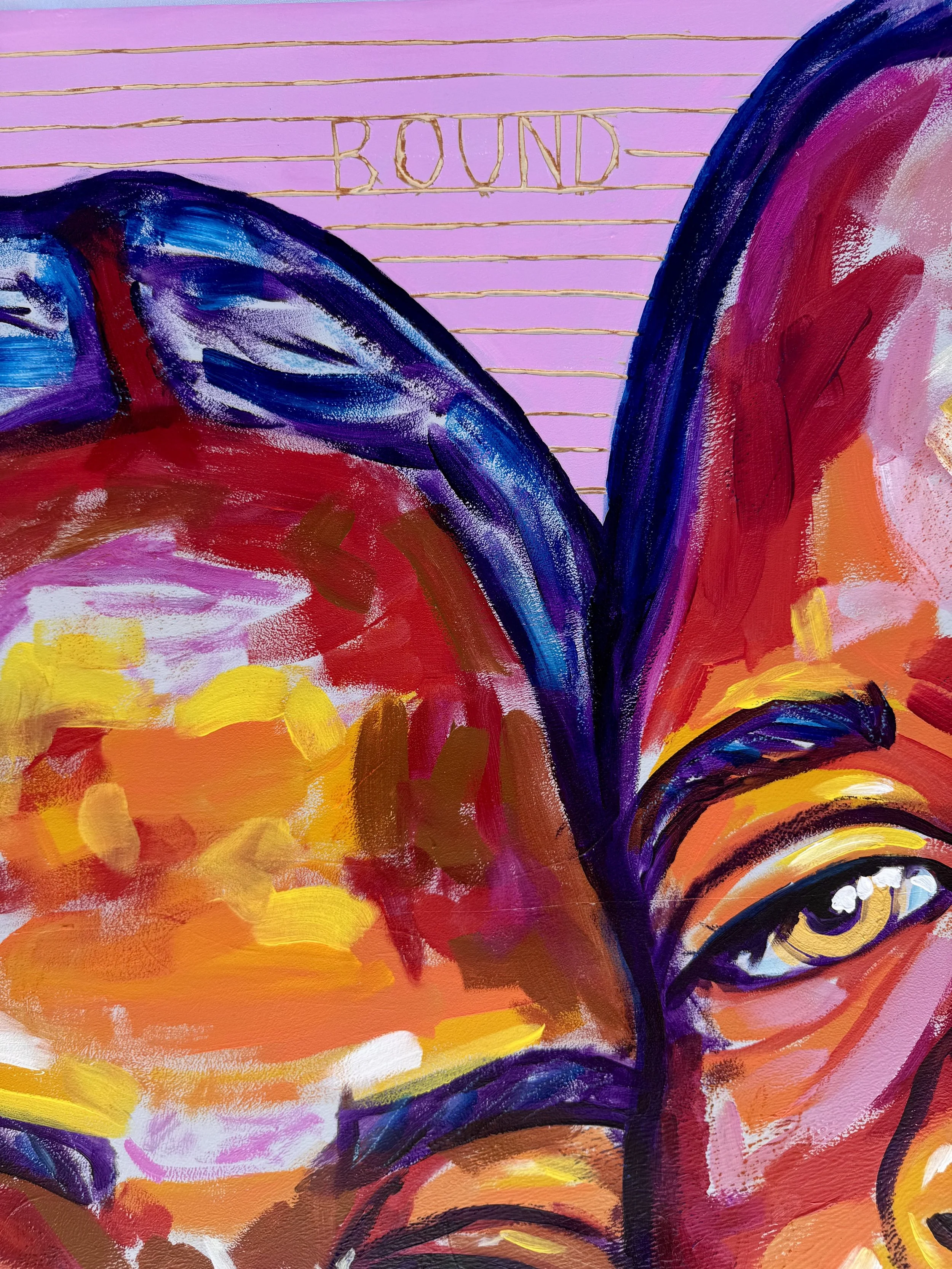 Sisters - Bound Together detail 1, 2019
Acrylic and pastel on wood
36 x 48 inches