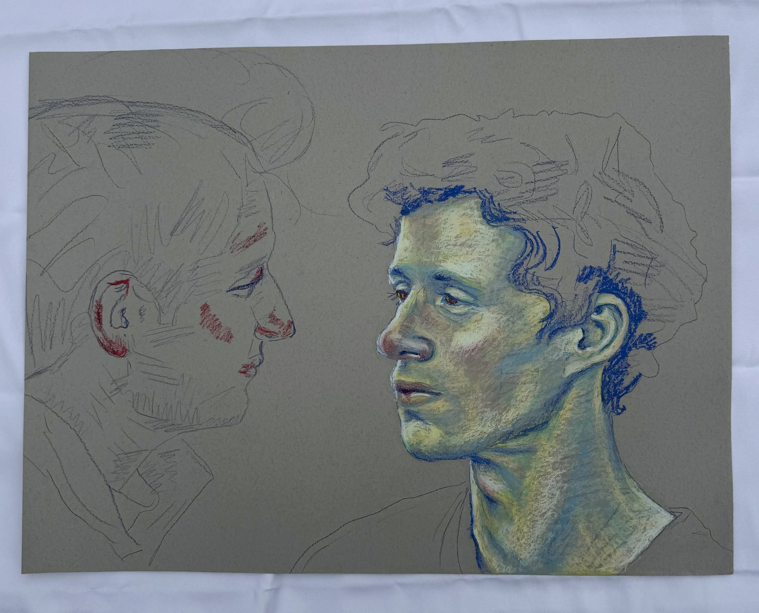 Unfinished Couple Portrait, 2025
Oil pastel on toned paper
18 x 24 inches