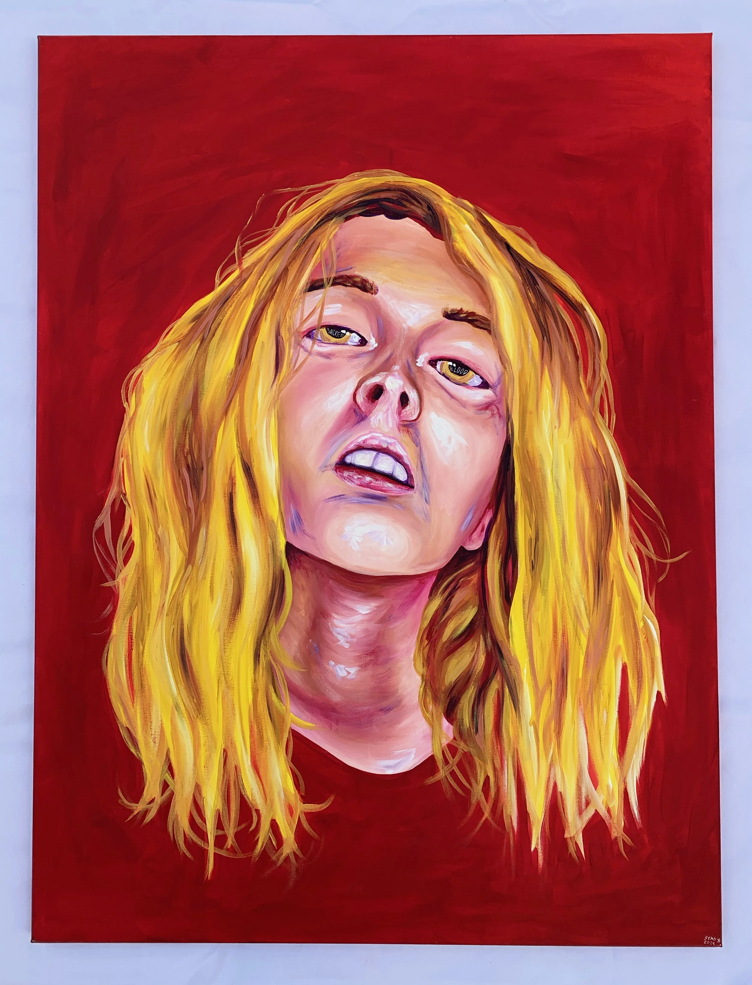Sacred Blood, 2019
Acrylic and ink on canvas
30 x 41 inches