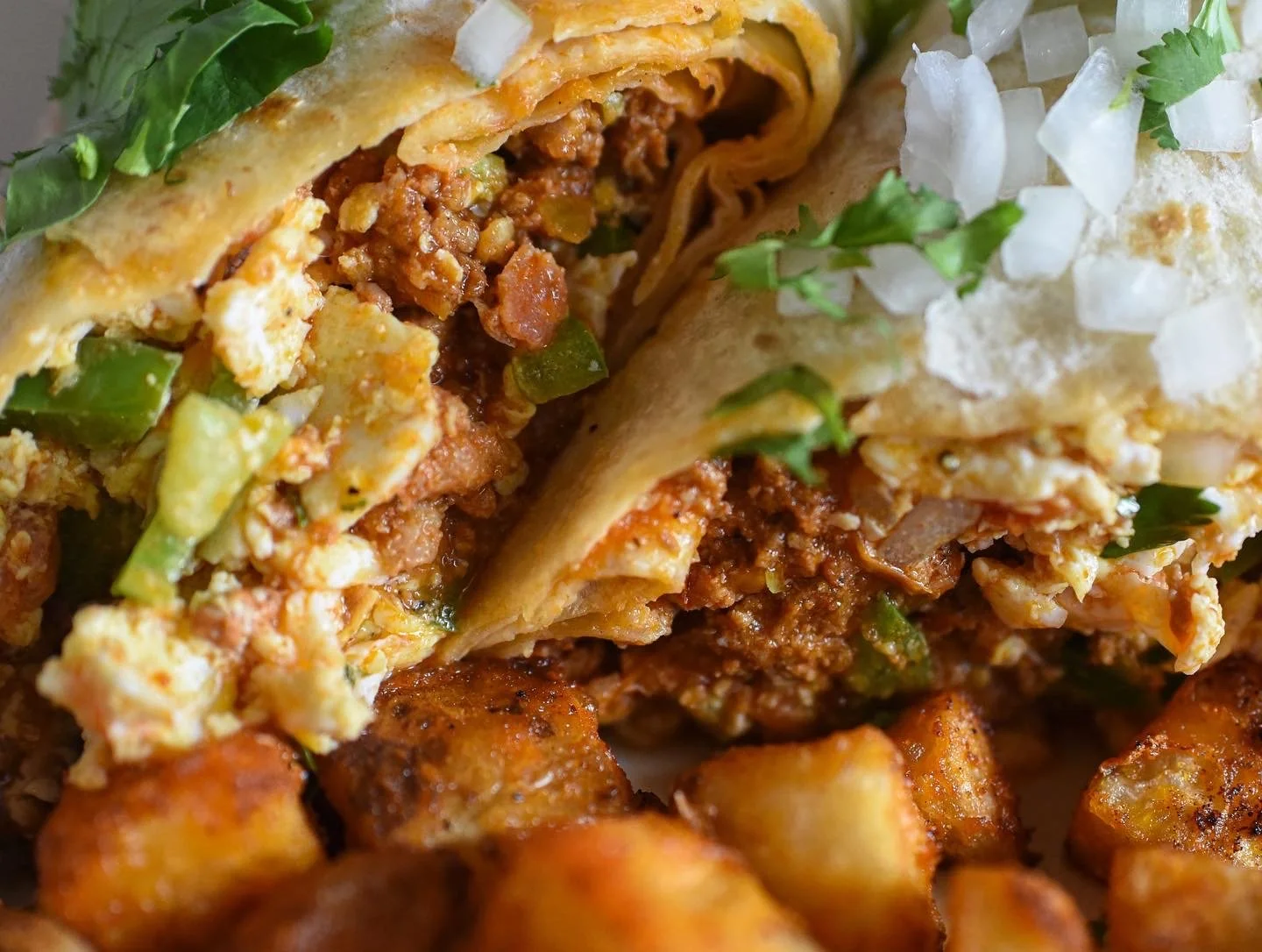 breakfast burrito and potatoes