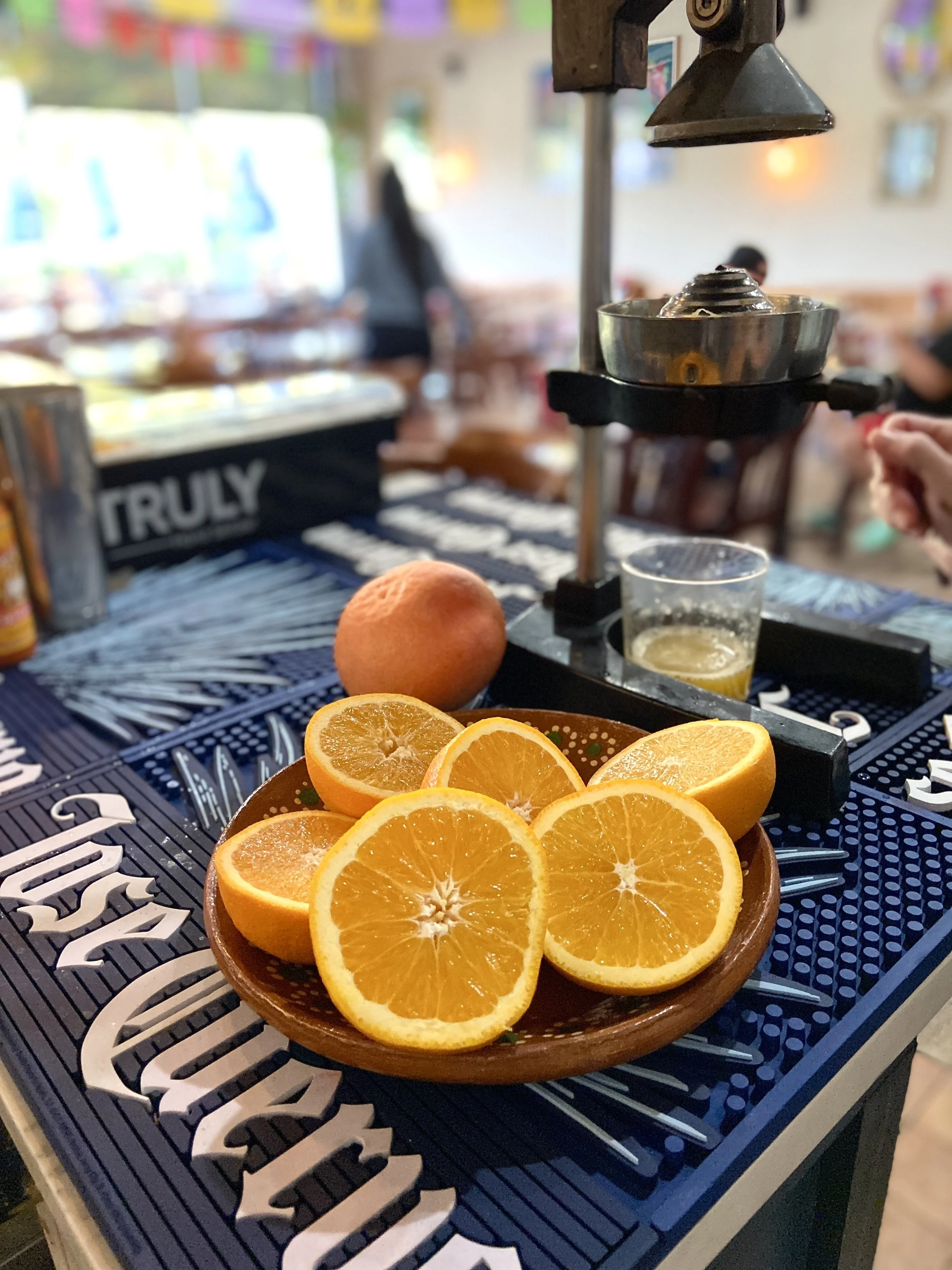 oranges ready to be freshly squeezed